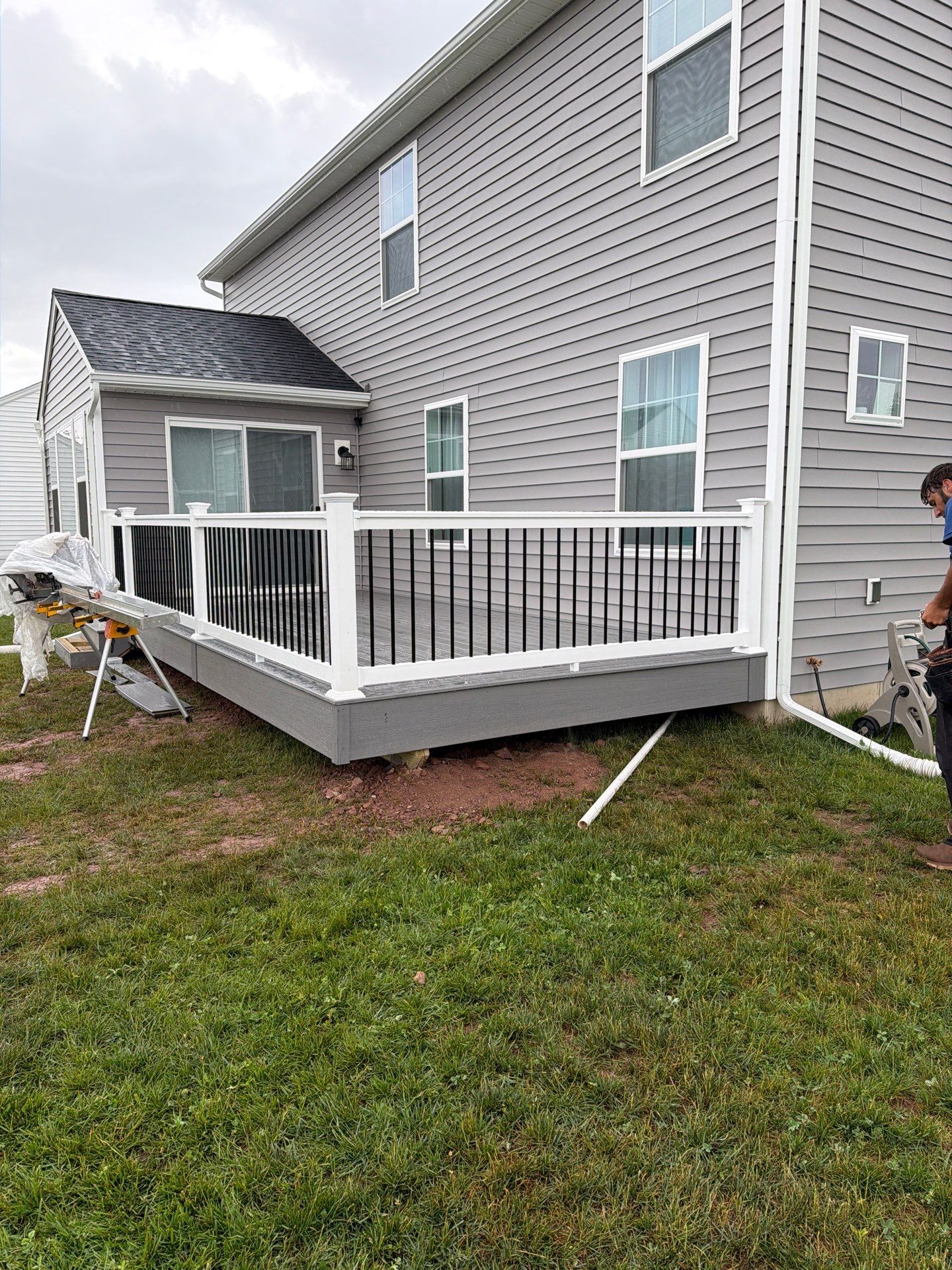 Custom Gray Composite Deck Installation in Duncannon by Esh Builders
