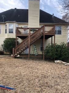 Elevated Wooden Deck Replacement and Under-Deck Ceiling in Cartersville by Swift Home Renovations