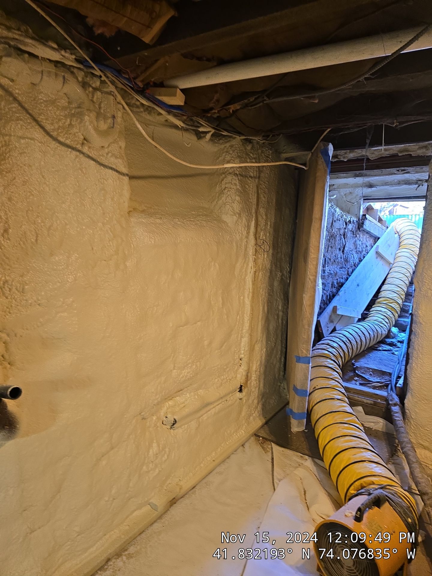 Basement Exterior Walls using Closed Cell Spray Foam by NYS Foam & Energy