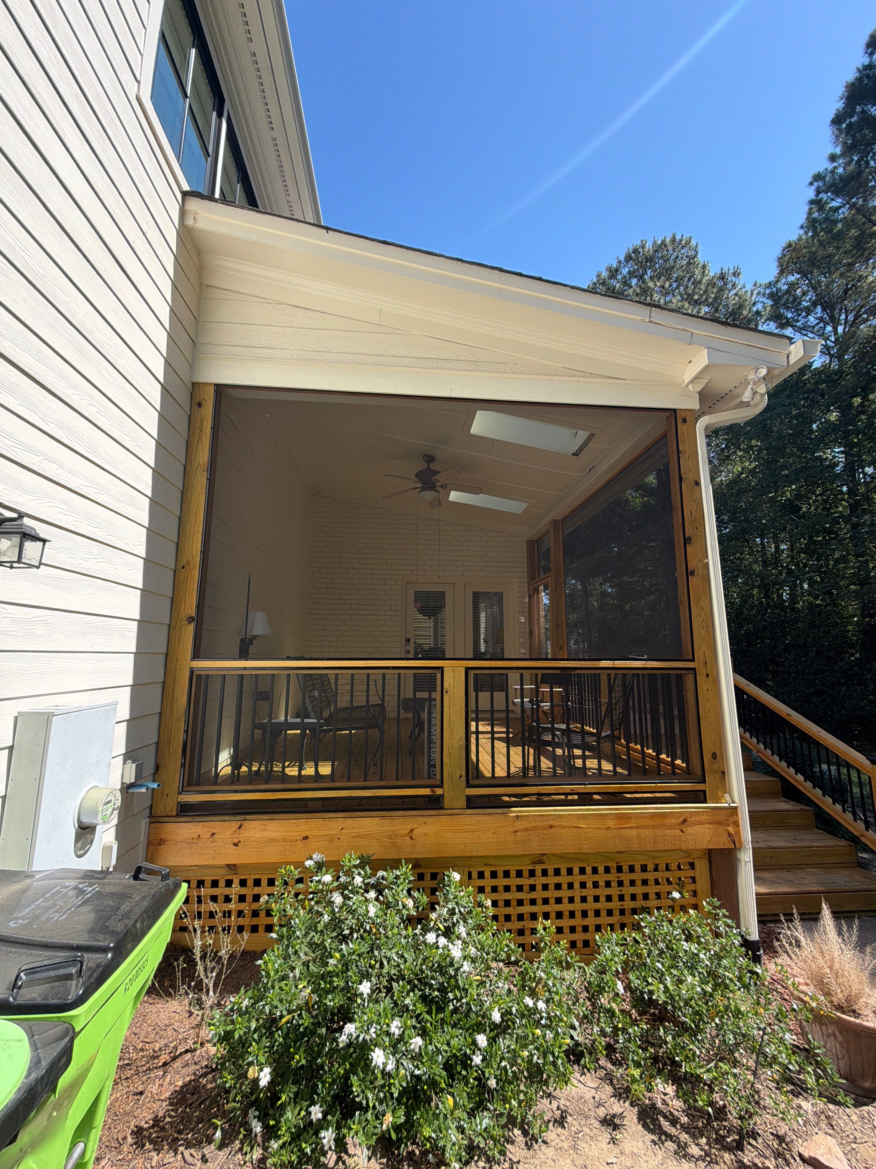 Deck Stain, Round Balusters & Screened Porch Transformation by Billy Weatherspoon Contractor