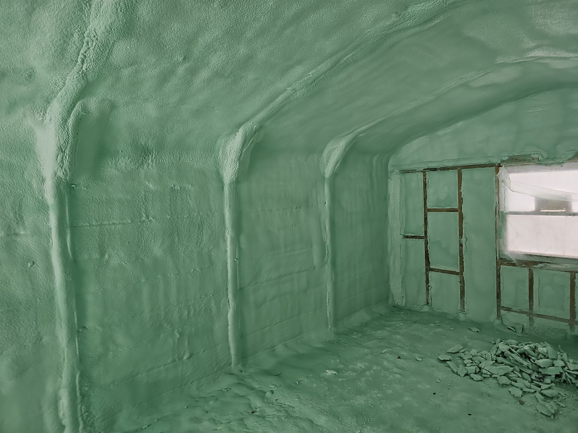 Closed Cell Spray Foam Applied to a Metal Shed by NYS Foam & Energy