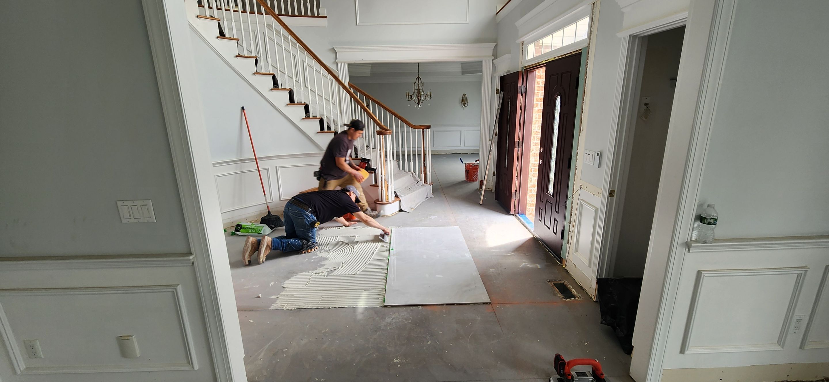 Large Format Tile Installation by Footprints Floors Morristown