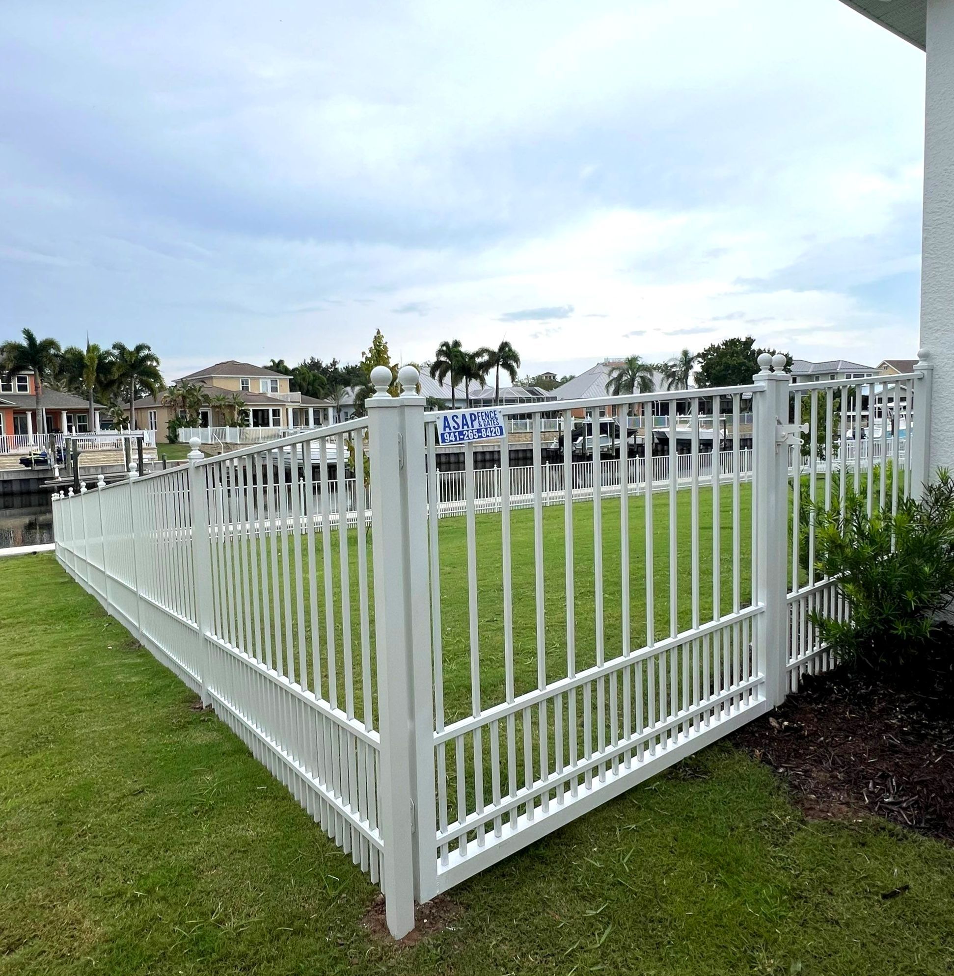 Aluminum Fence Installation using White Aluminum Puppy Picket Fence by Asap fence and gates, LLC