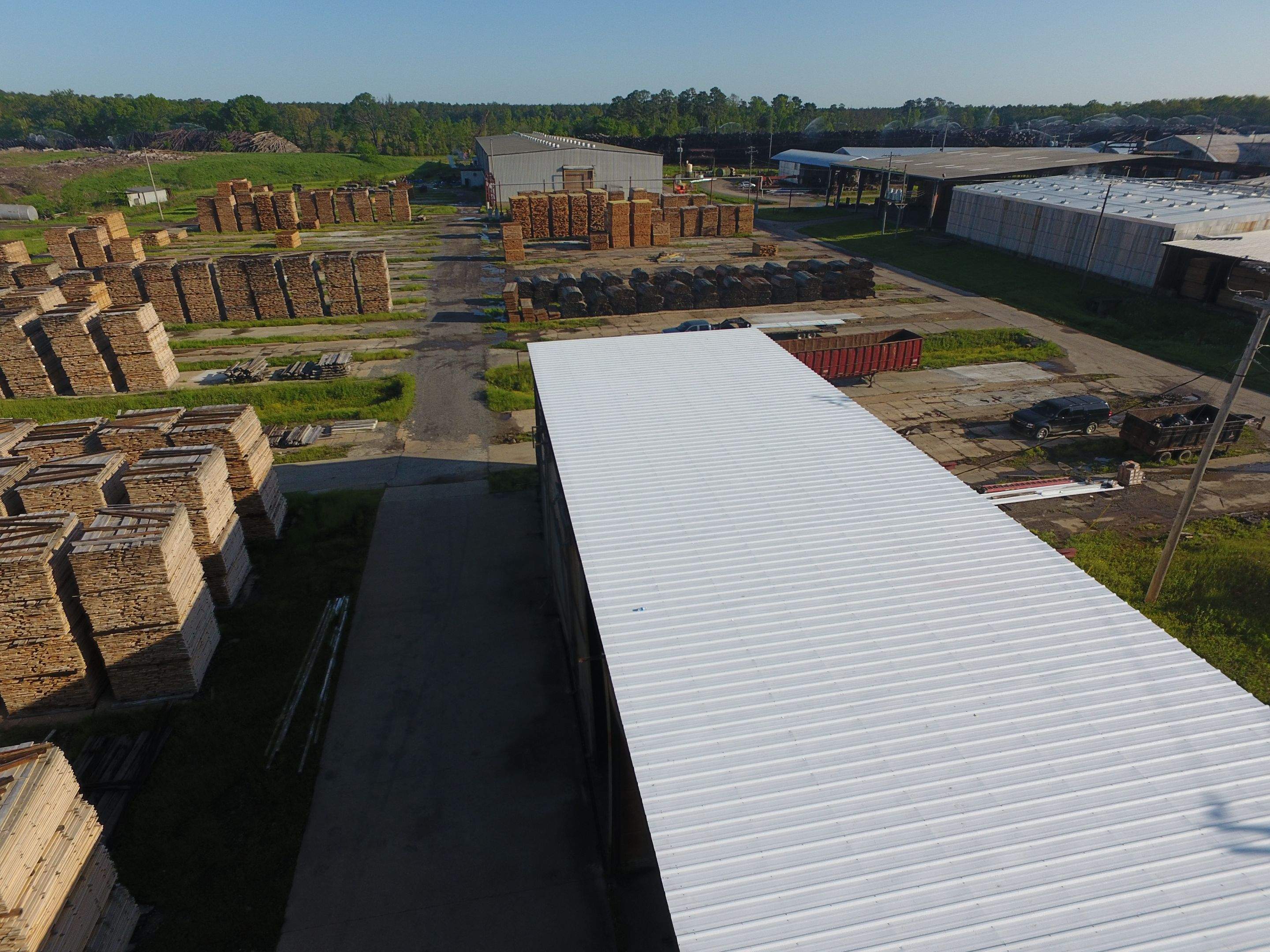 Commercial Roofing Installation using Aluminum Roofing panels by Hostetler Roofing