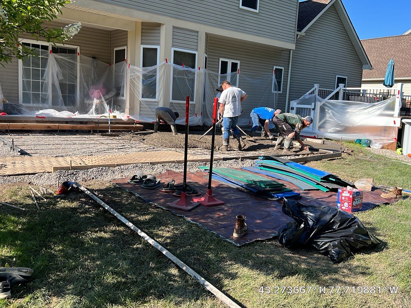 Wood Plank Stamped Concrete Patio  by NG Masonry & Construction LLC