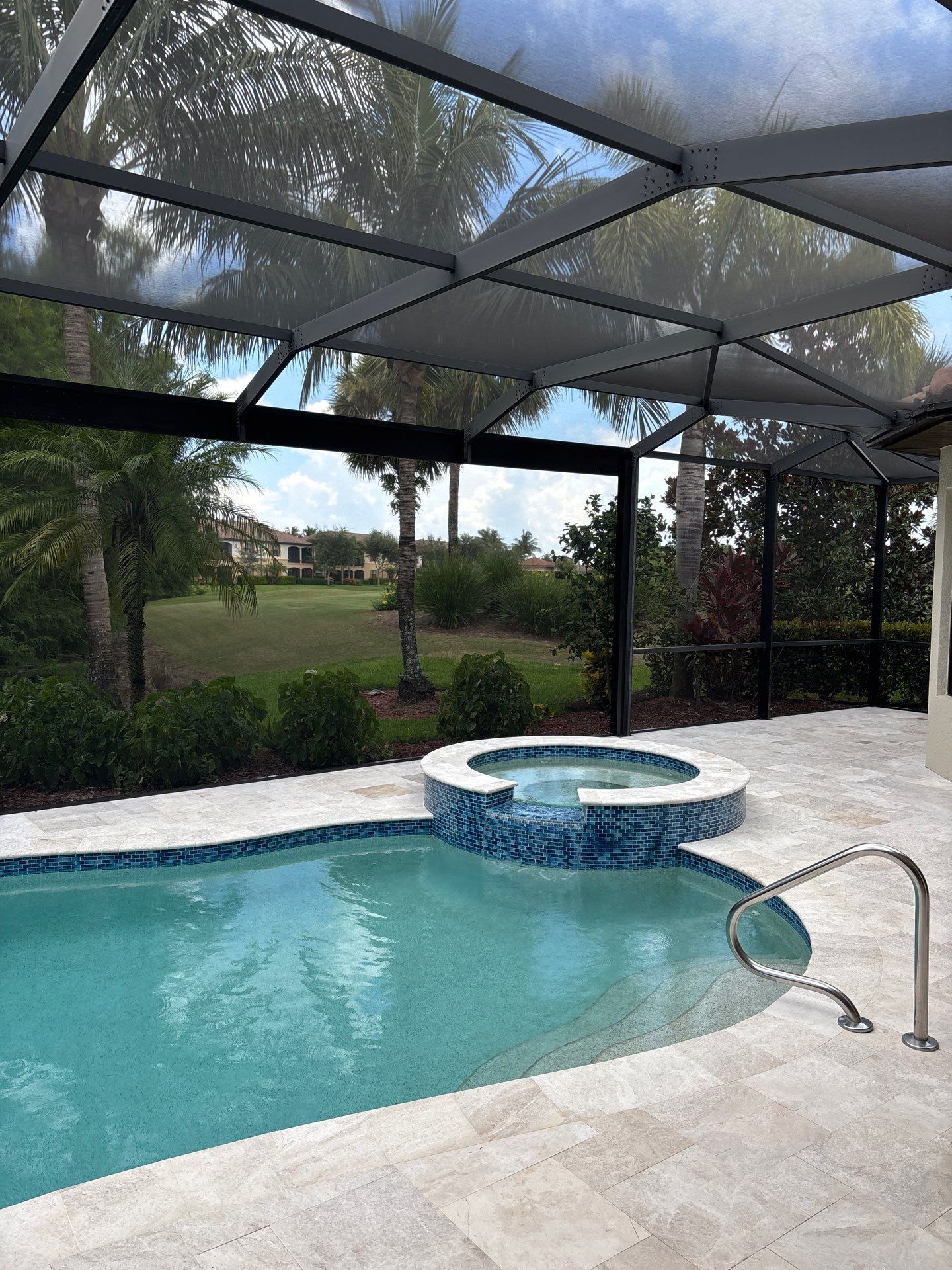 Textured Marble Pool Deck - Bonita National Golf & Country Club by Old Town Pavers Llc