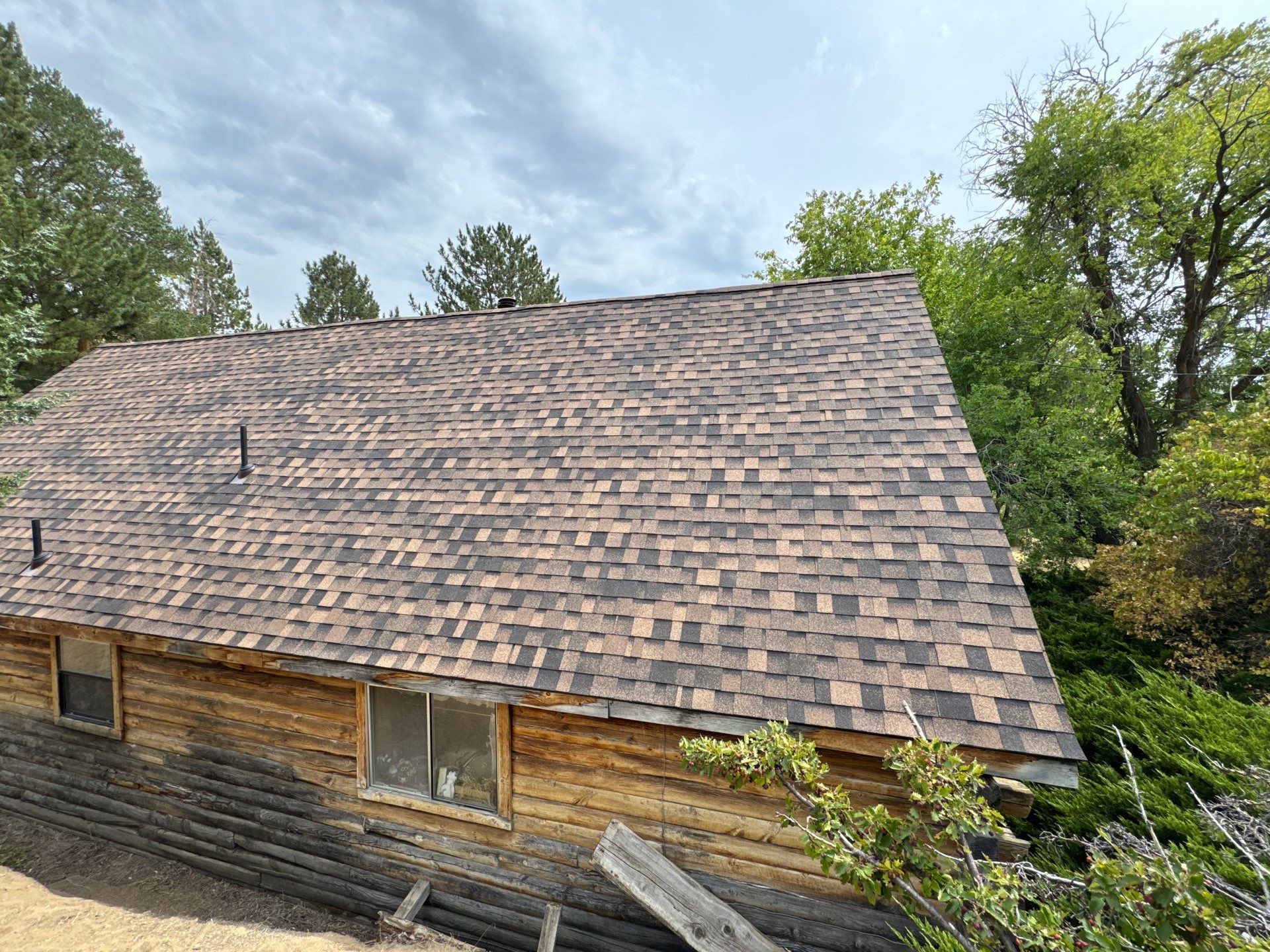 Architectural Shingle Roof Replacement for Boise Log Cabin Home by Olive Roofing