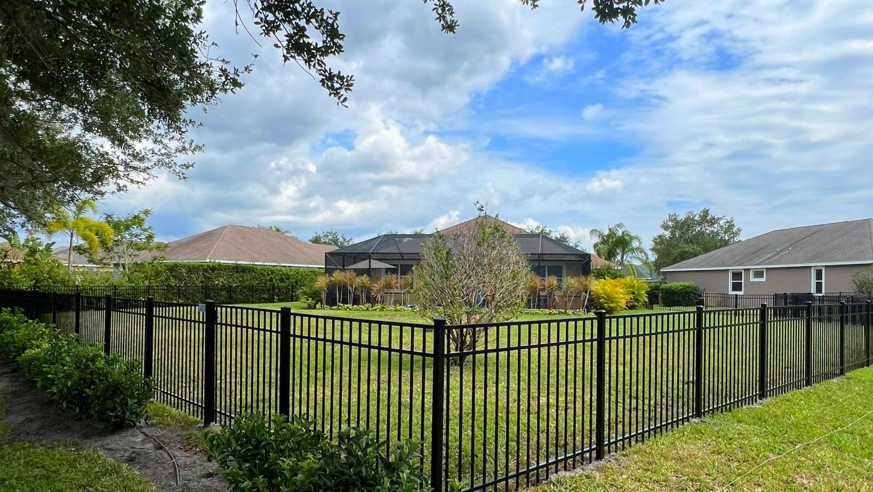 Aluminum Fence Installation using Black 3 Rail Aluminum Fence by Asap fence and gates, LLC