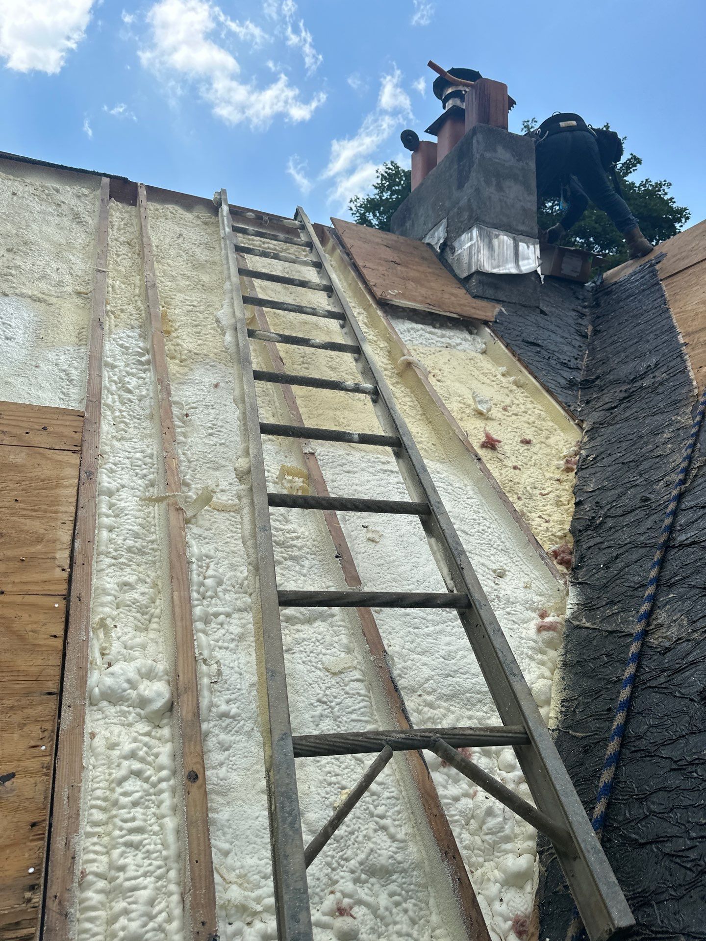 Exterior Installation using Closed Cell Spray Foam by NYS Foam & Energy