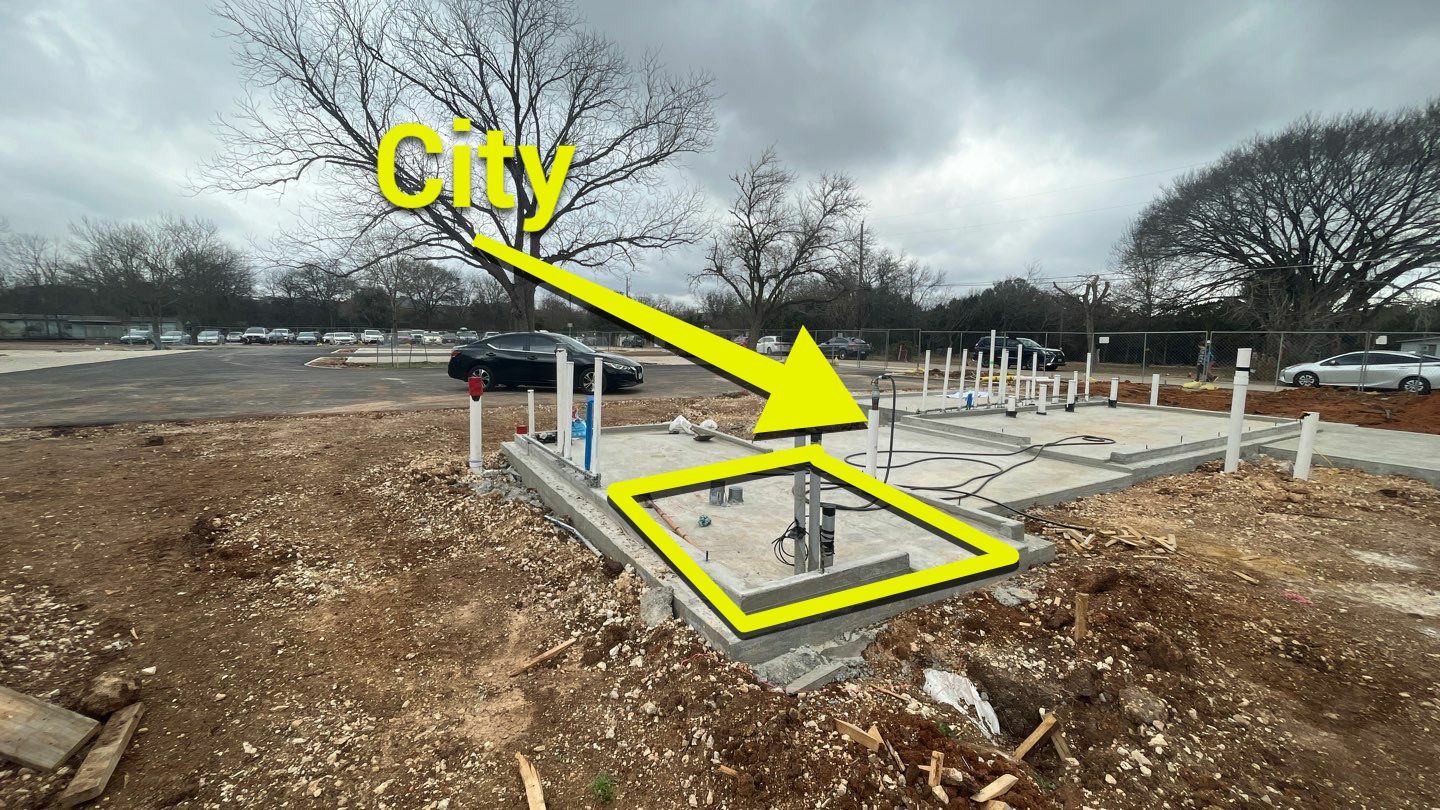 5000 gallon Wimberley Community Welcome Center using Meridian 5000 gallon, 30 degree pitched roof, silo style by Hill Country Rain Water