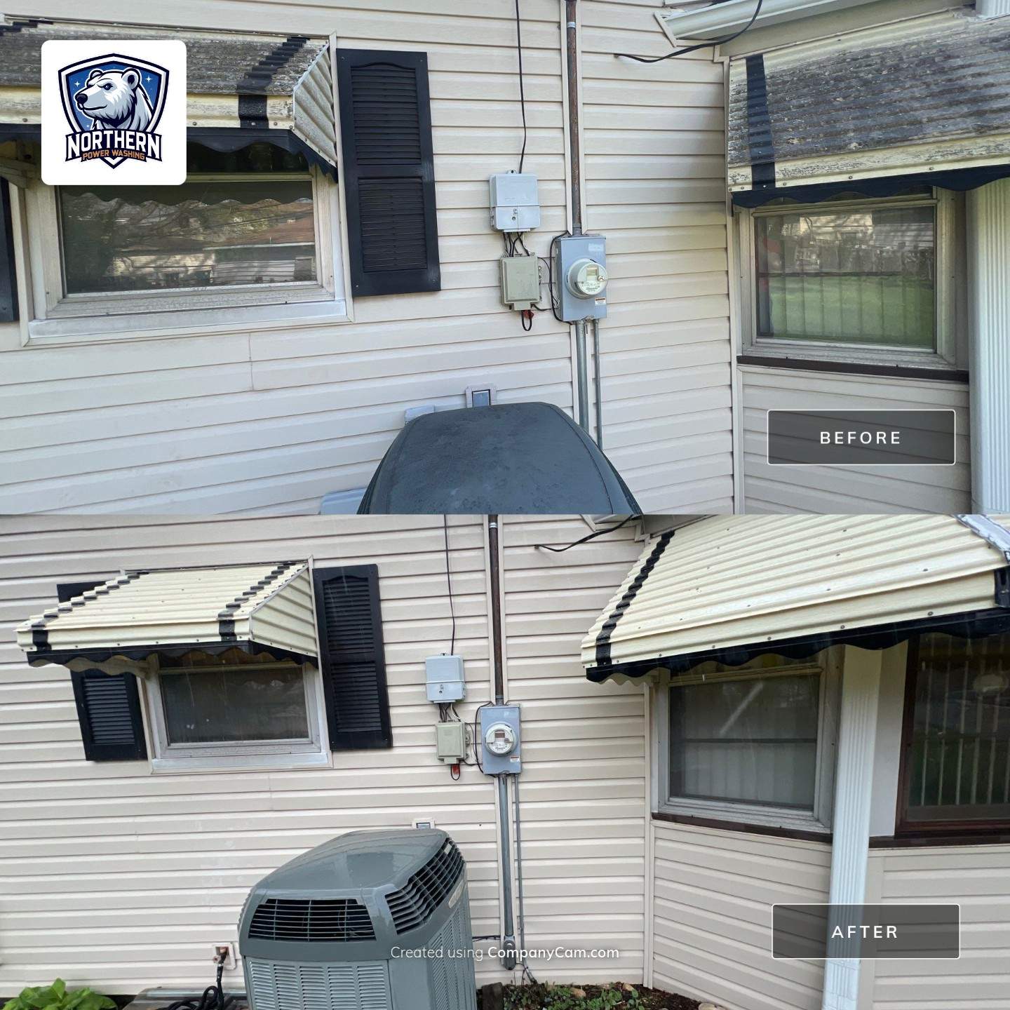 Housewashing  using Algaecide, soft wash soap by Northern Power Washing LLC.