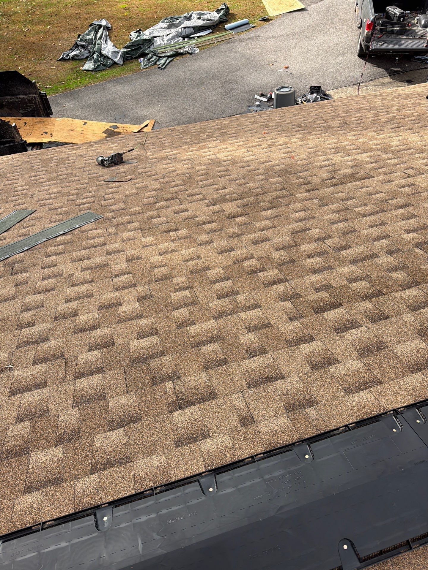 Garage Roof Installation using GAF Timberline HDZ Shakewood by Rainstoppers Roofing
