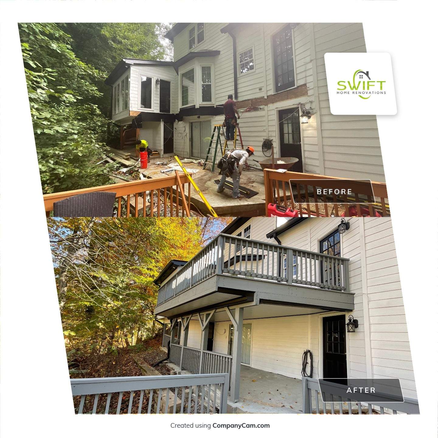 Elevated Wood Deck and Covered Patio Installation in Alpharetta by Swift Home Renovations