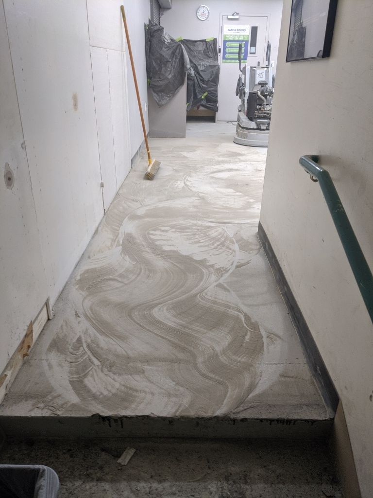 Commercial Flooring using Solid Haze Grey by Croc Coatings, LLC