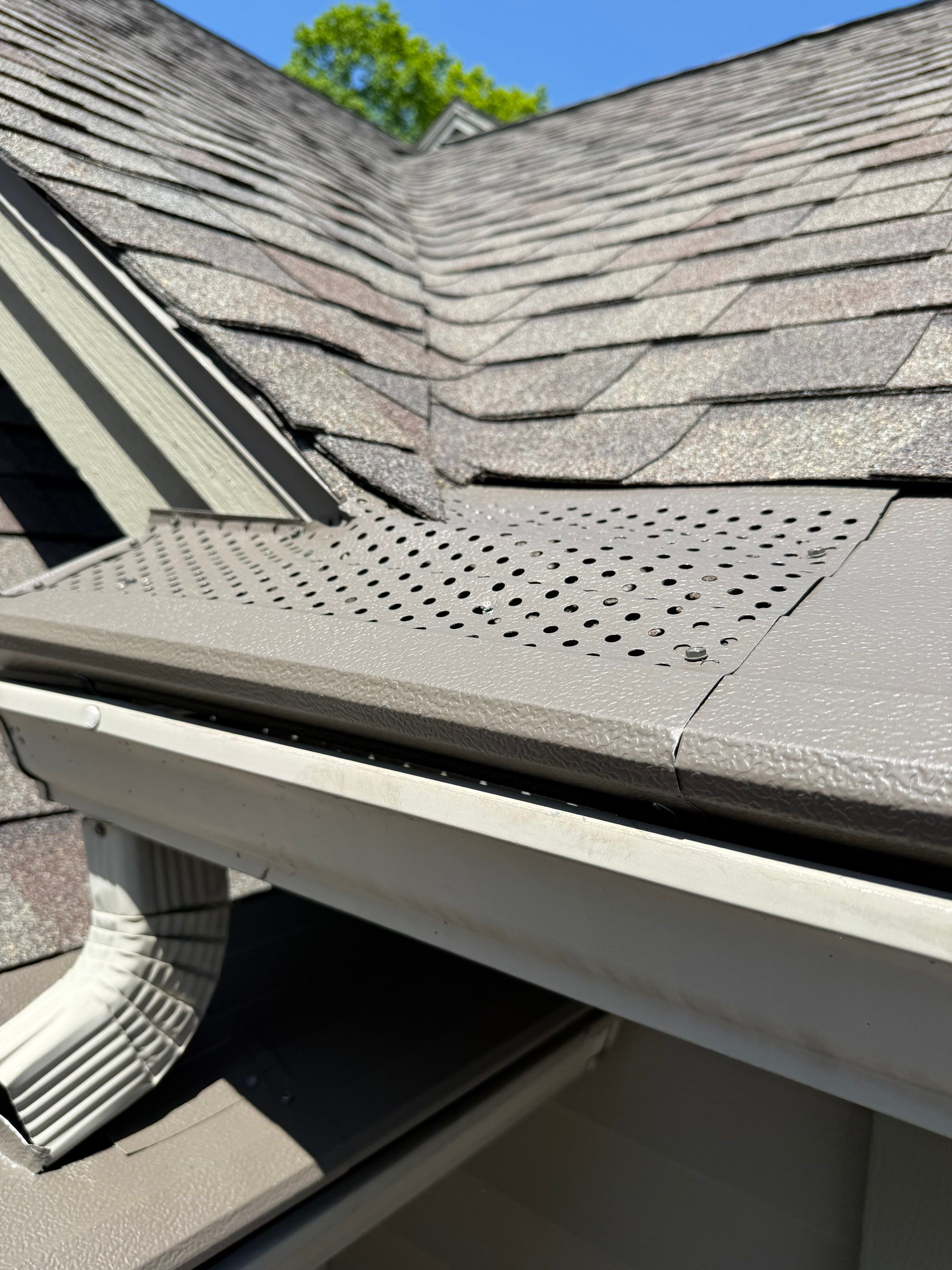 Custom Gutter Helmet Protection for Residential Roof in Suttons Bay by Rainbow Seamless Systems