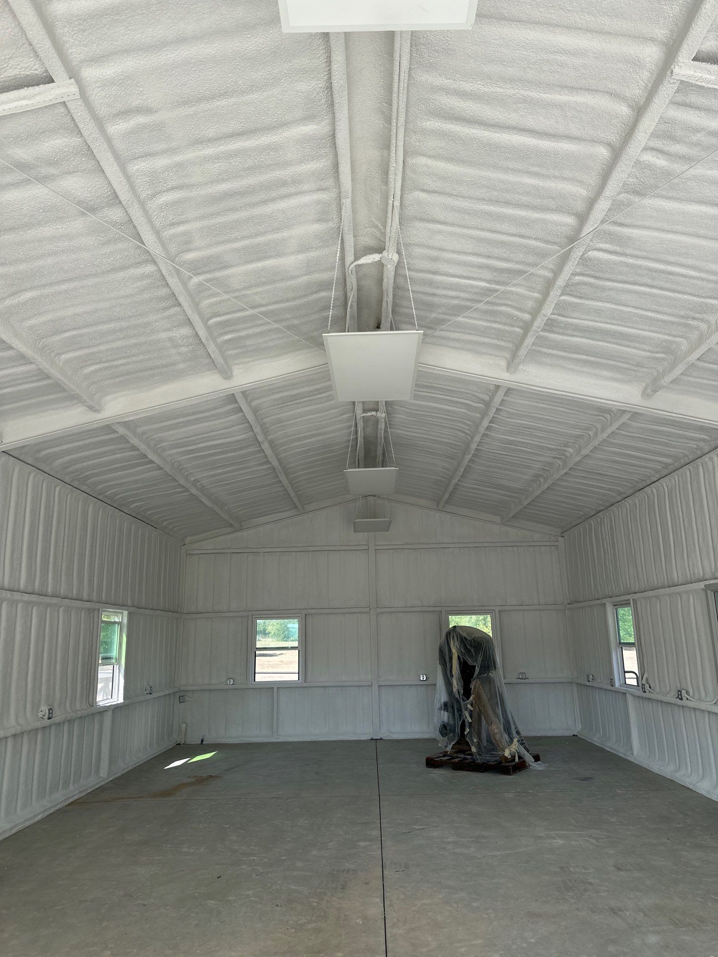 2" close cell foam on this new shop Sanger Tx  by Apex Insulation Solutions
