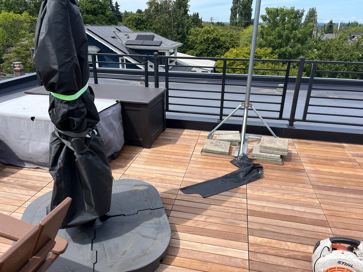 Rooftop Deck using IPE and PVC in Seattle by RoofSmart