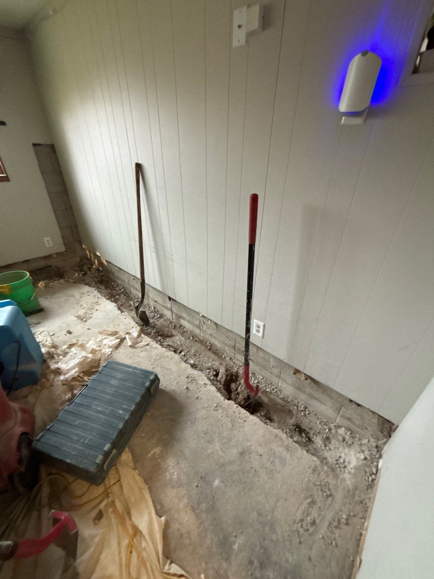 Drain tile and sump pump for George by Waterproofing Northeast