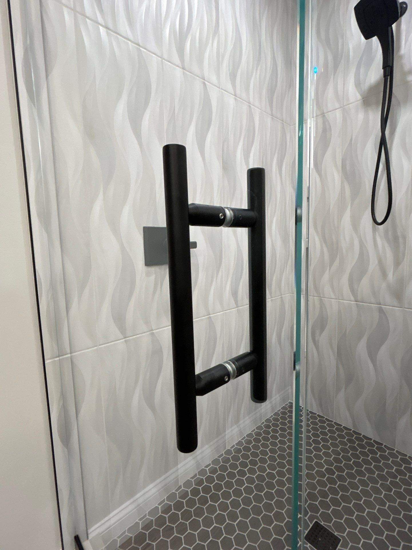 Frameless Shower Enclosure w/Header Bar by Cheshire Glass Company