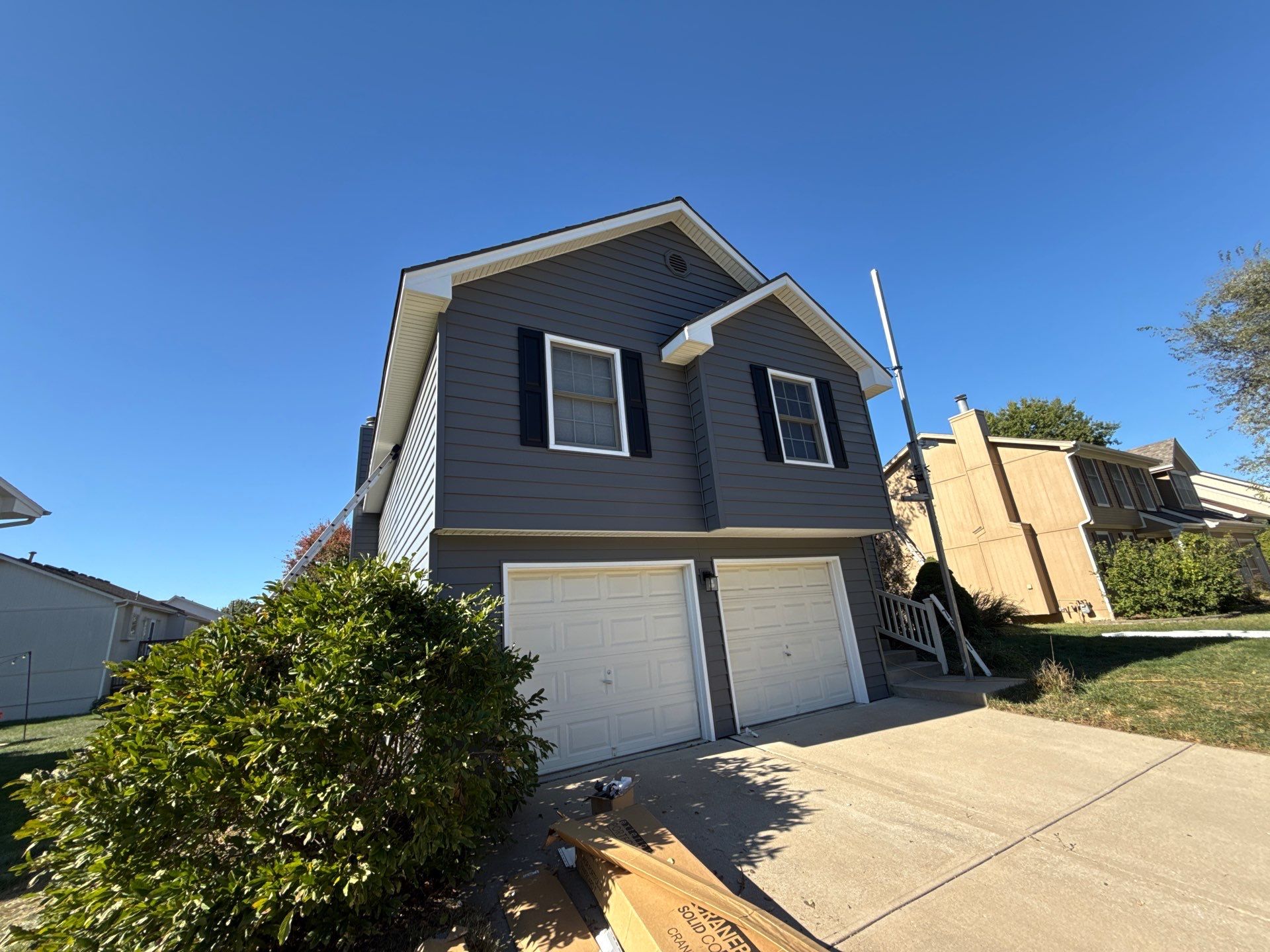 Split Entry in Smokey Ash Craneboard D7 by EEC  Windows, Siding & Roofing 