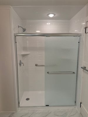 White Subway Tile Walk-In Shower Replacement in Boyne City