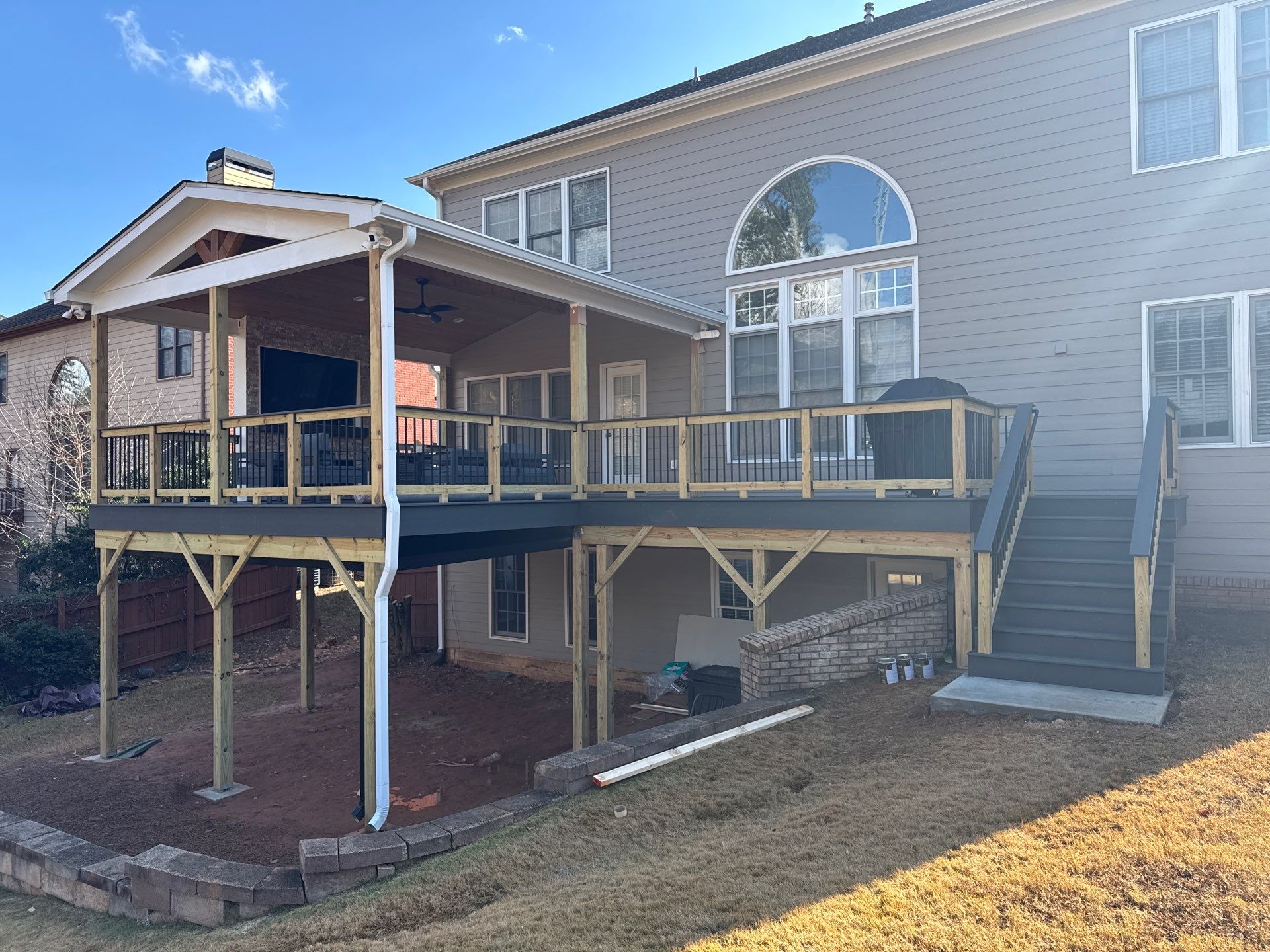 Custom Composite Deck and Covered Gabled Porch in Marietta by Swift Home Renovations