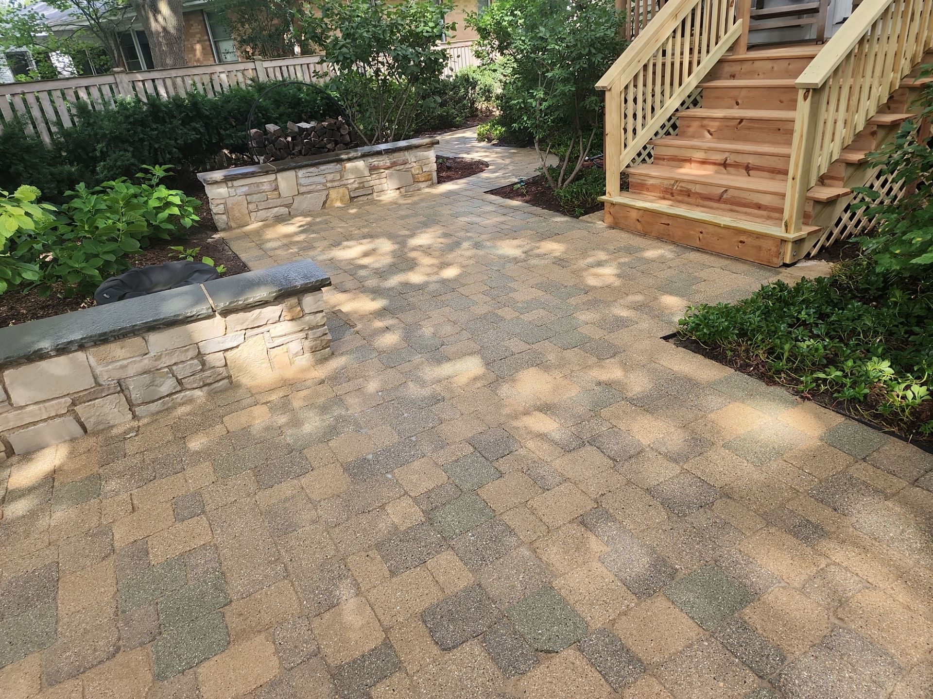 Brick paver cleaning and sanding. by Northern Power Washing LLC.