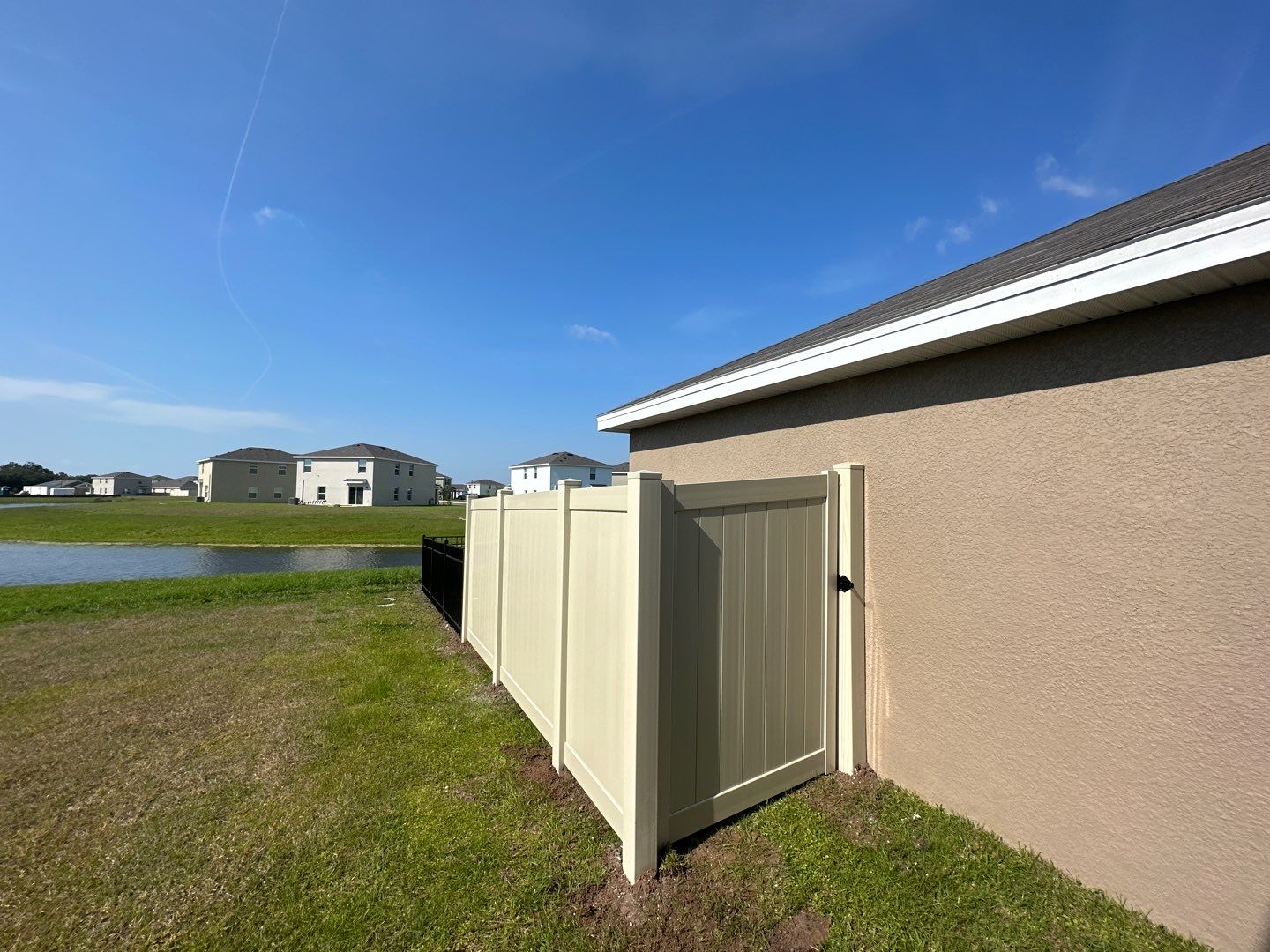 Aluminum Fence Installation using Vinyl Fence and Black 3 Rail Aluminum Fence  by Asap fence and gates, LLC