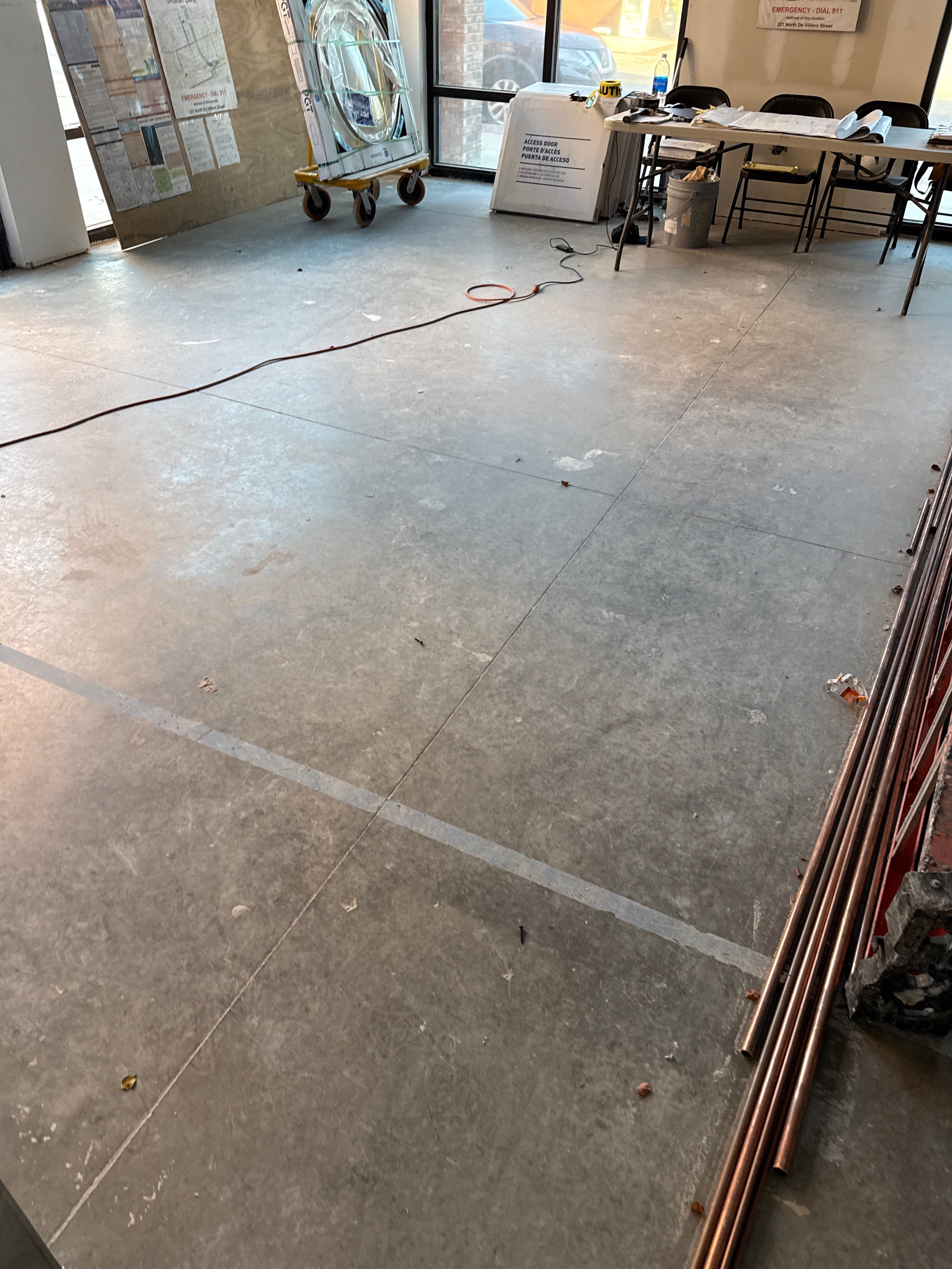 Industrial Epoxy Flake and Concrete Overlay Floor Installation in Pensacola by Cornerstone Hard Surface Restoration