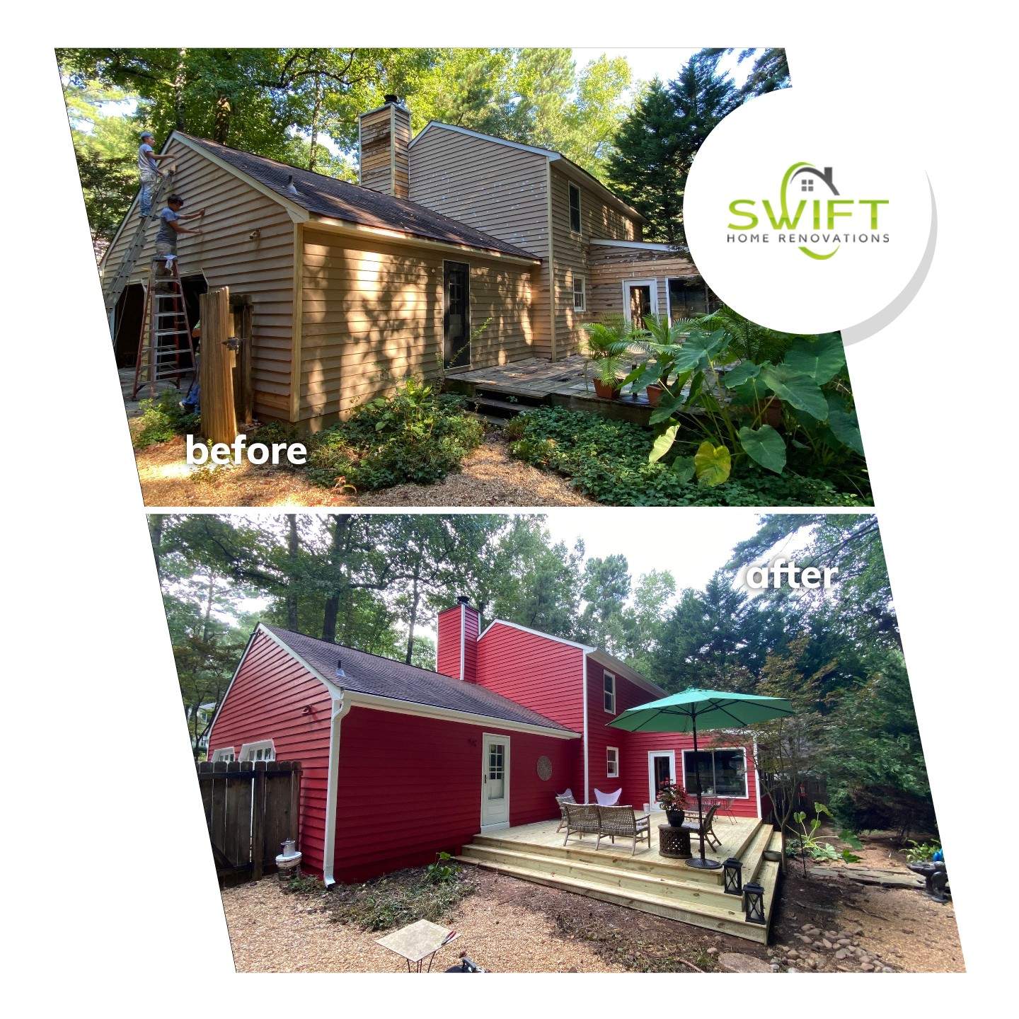 Mableton Exterior Painting and Pressure Treated Wood Deck Installation by Swift Home Renovations