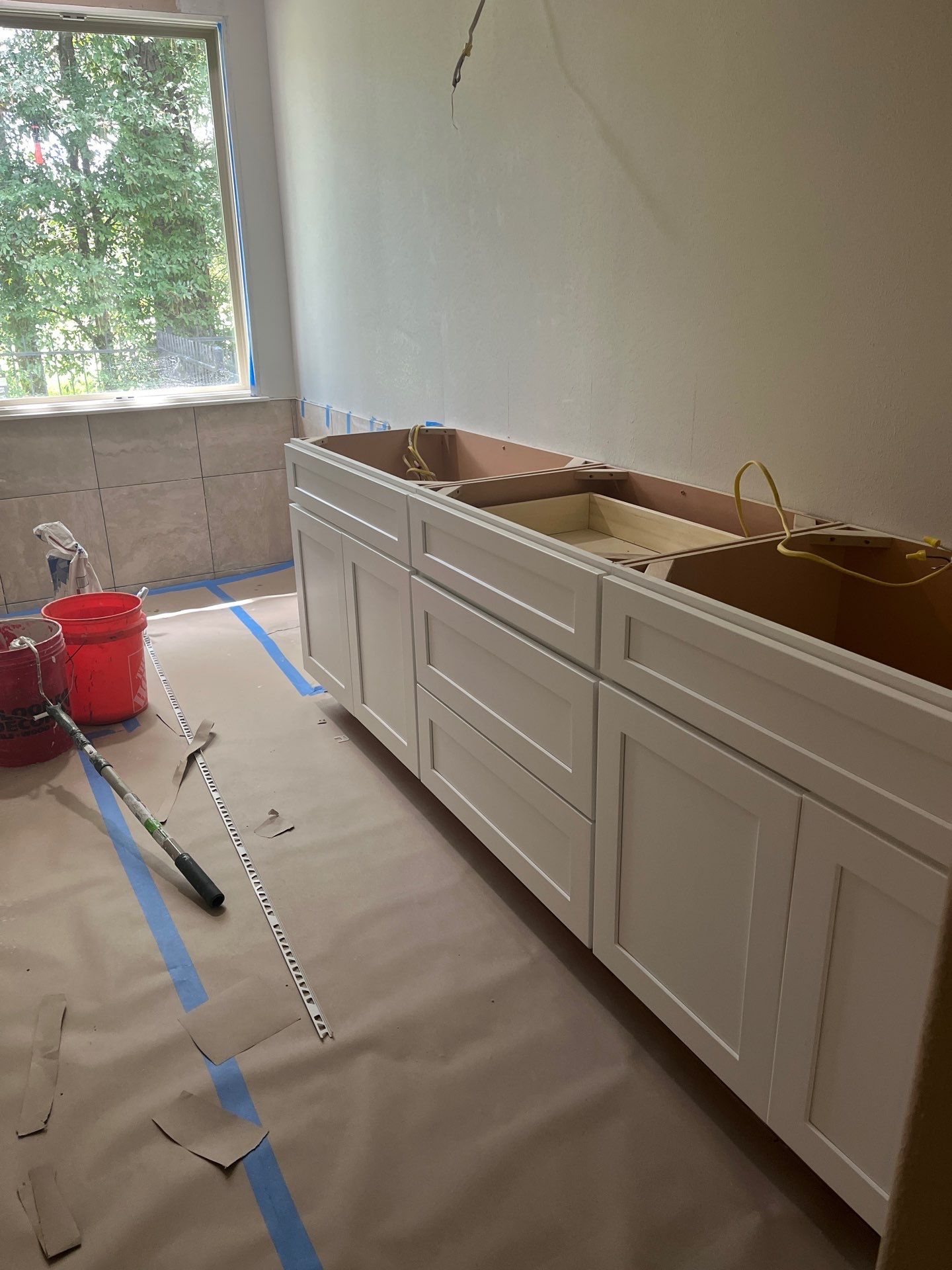 Bathroom Remodel using Water mitigation equipment by L&T General Contractors and Restoration INC