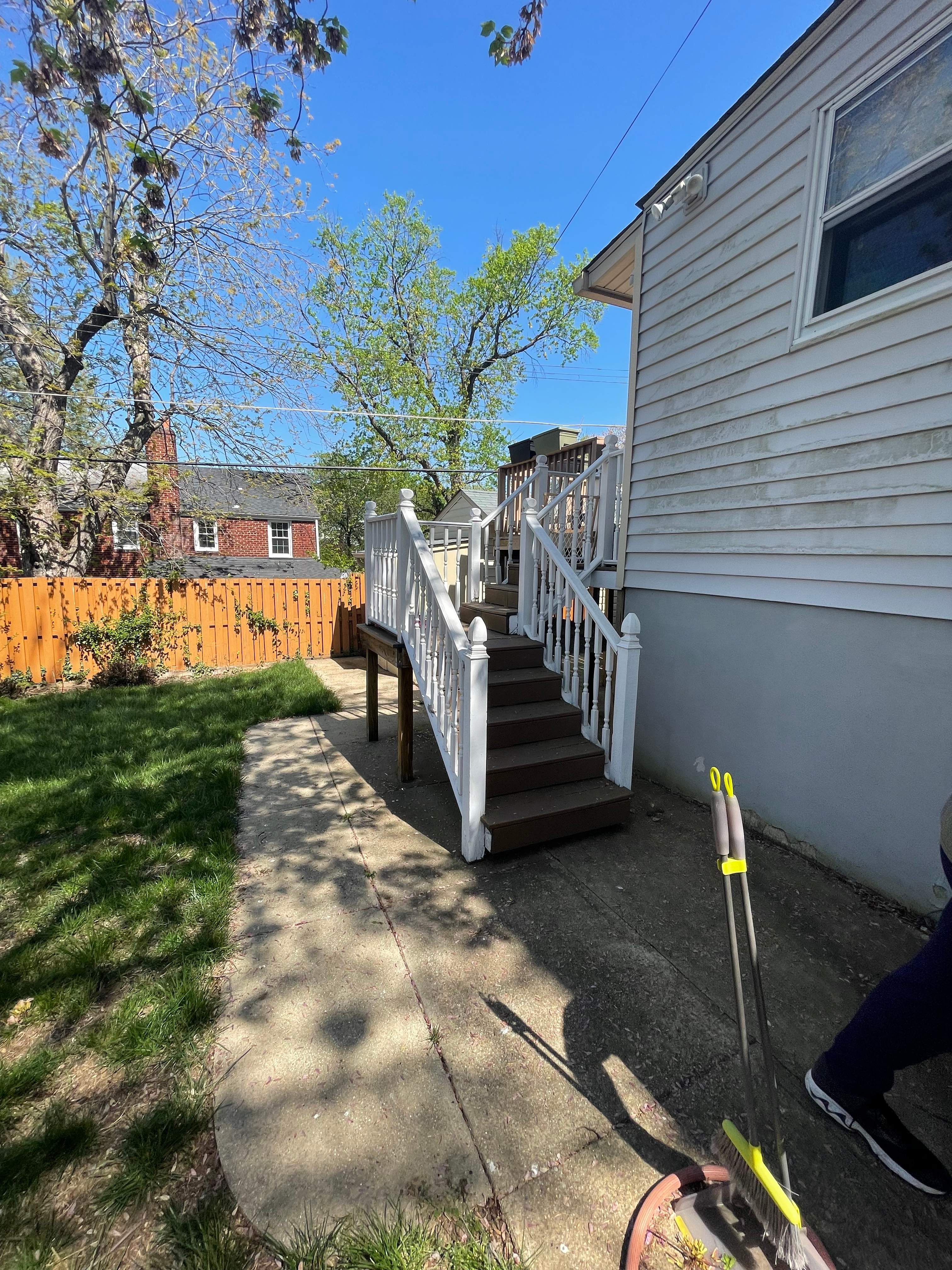 Deck resurfacing, railing replacement and concrete resurfacing by Fairfax Contractors, LLC