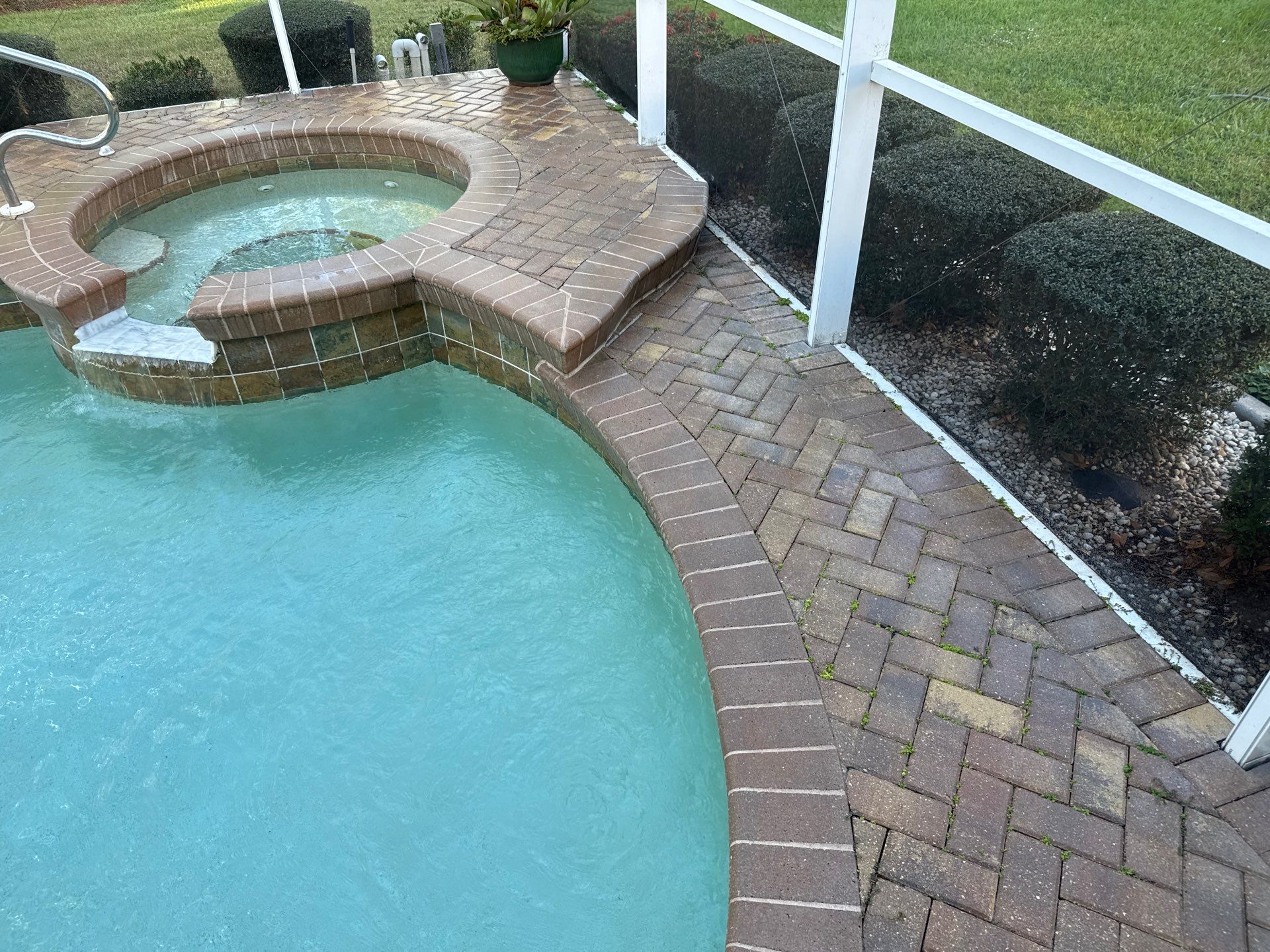 Paver Pool Deck and Screen Enclosure Cleaning in Lakewood Ranch, FL (Rosedale Highlands Community) by Sunshine AquaWash