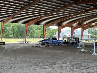 Vinyl Horse Fence & Concrete Pier Cleaning at Lesley Cox Equestrian, Parrish, FL | Sunshine AquaWash