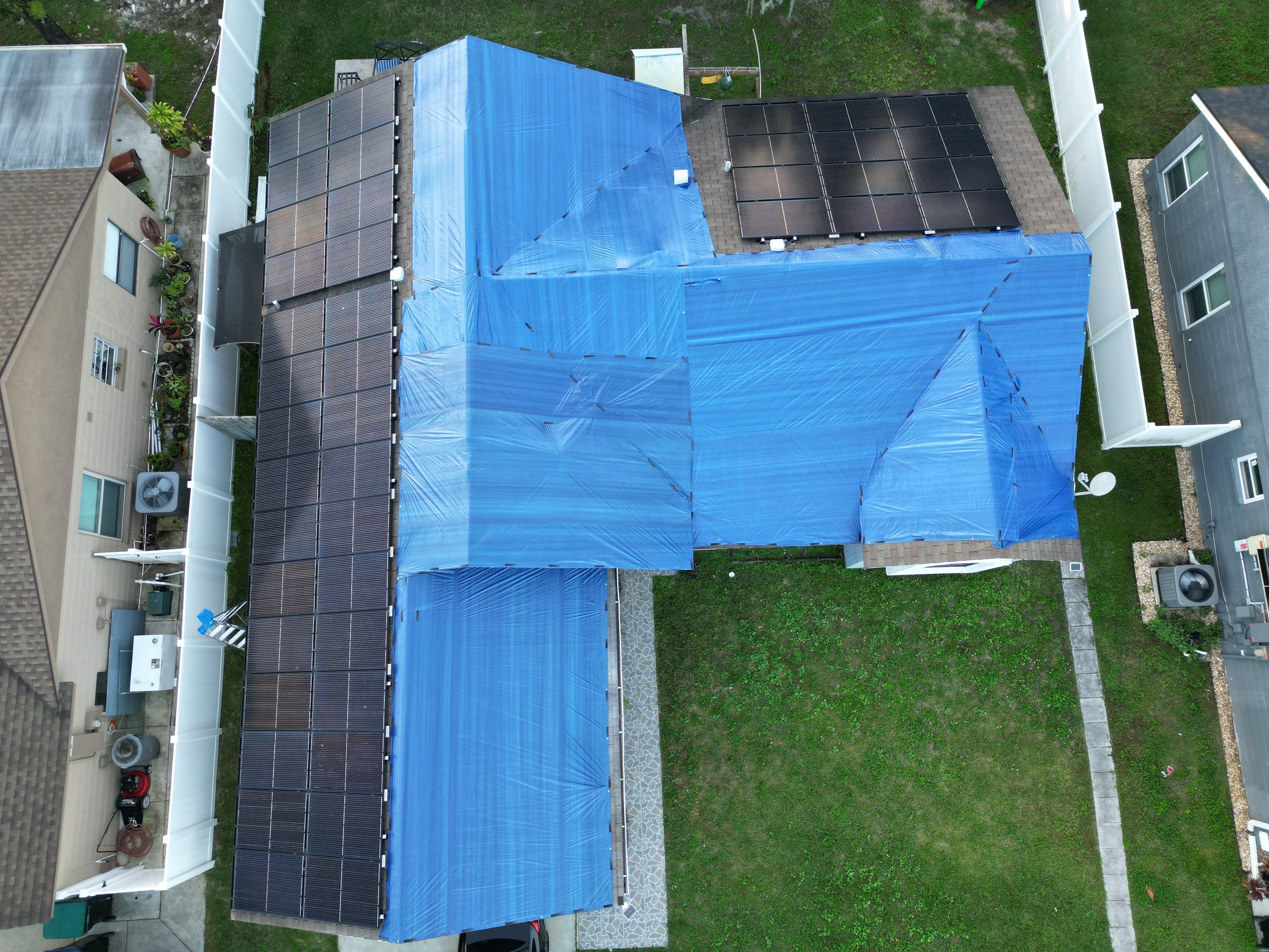 Tarp using TARP BLUE by AquaShield Restoration USA