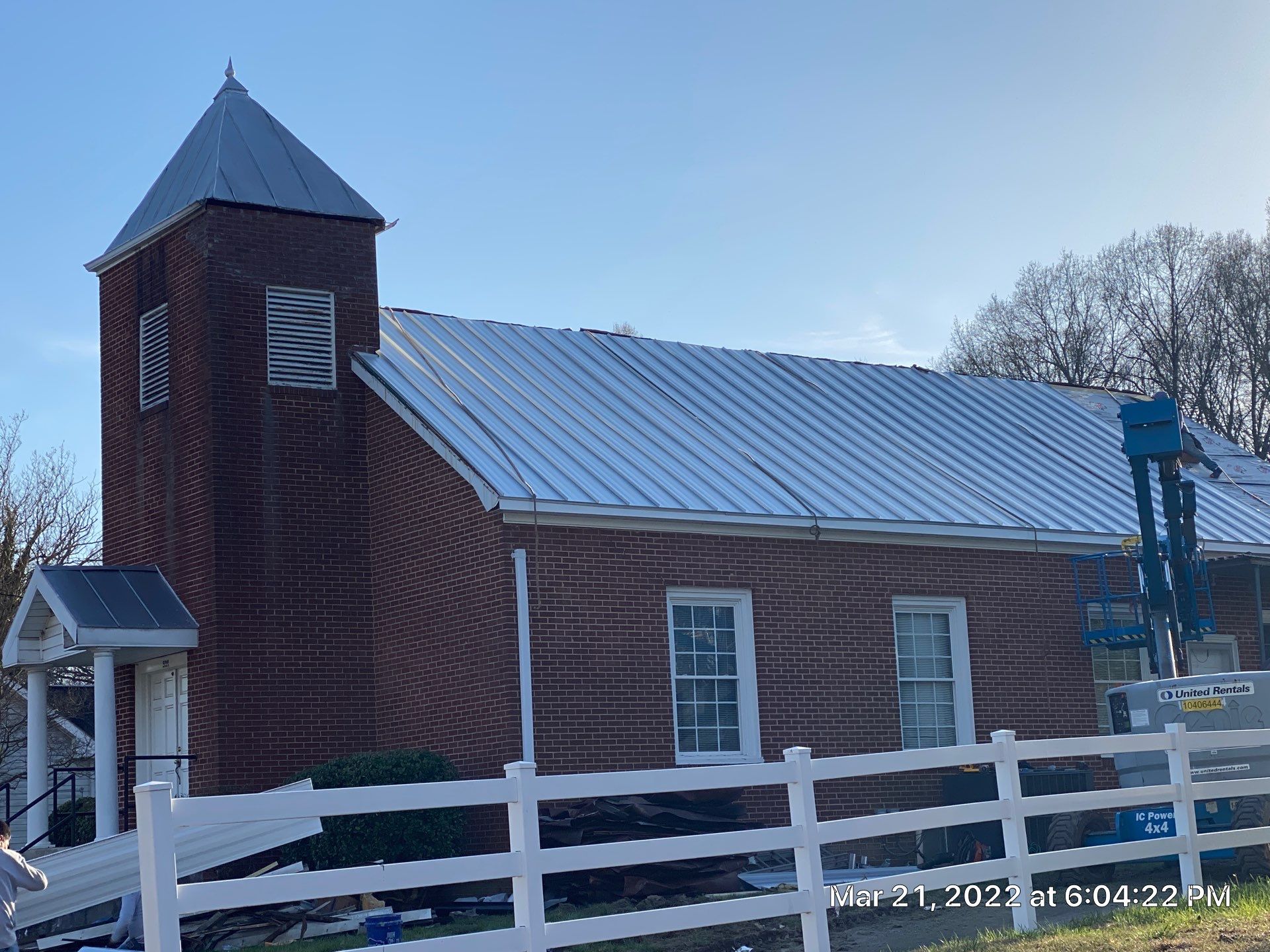 Primitive Baptist Church using Standing Seam Metal by Just In Time Roofing and Restoration