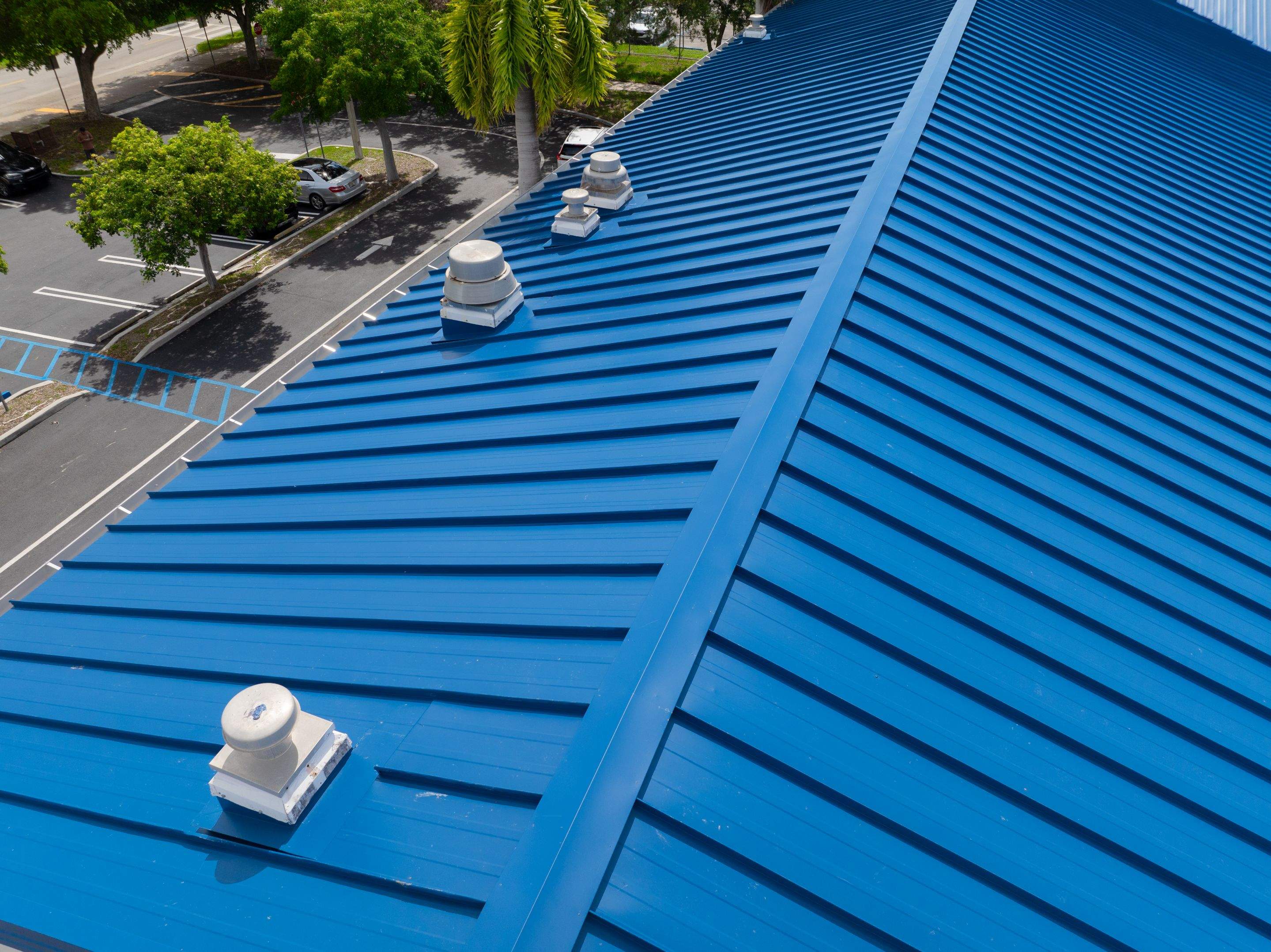 24ga 1.5" Mechanical Seam Slate Blue by Total Roofing System The Metal Roof Experts