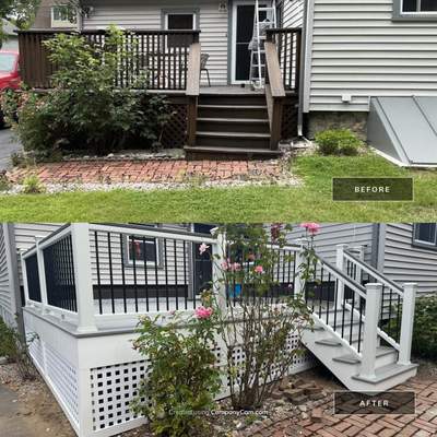 Deck Replacement using Trex Lineage Rainier with matching Cocktail rail and Lattice