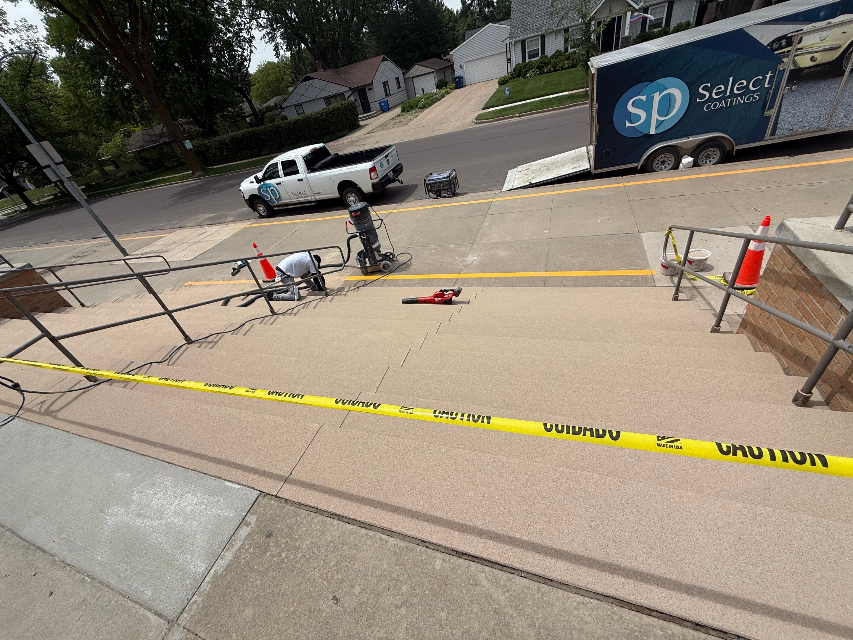Concrete Stair Repair and Protective Coating in Sioux Falls by Select Painting, Coatings & Garage Cabinets