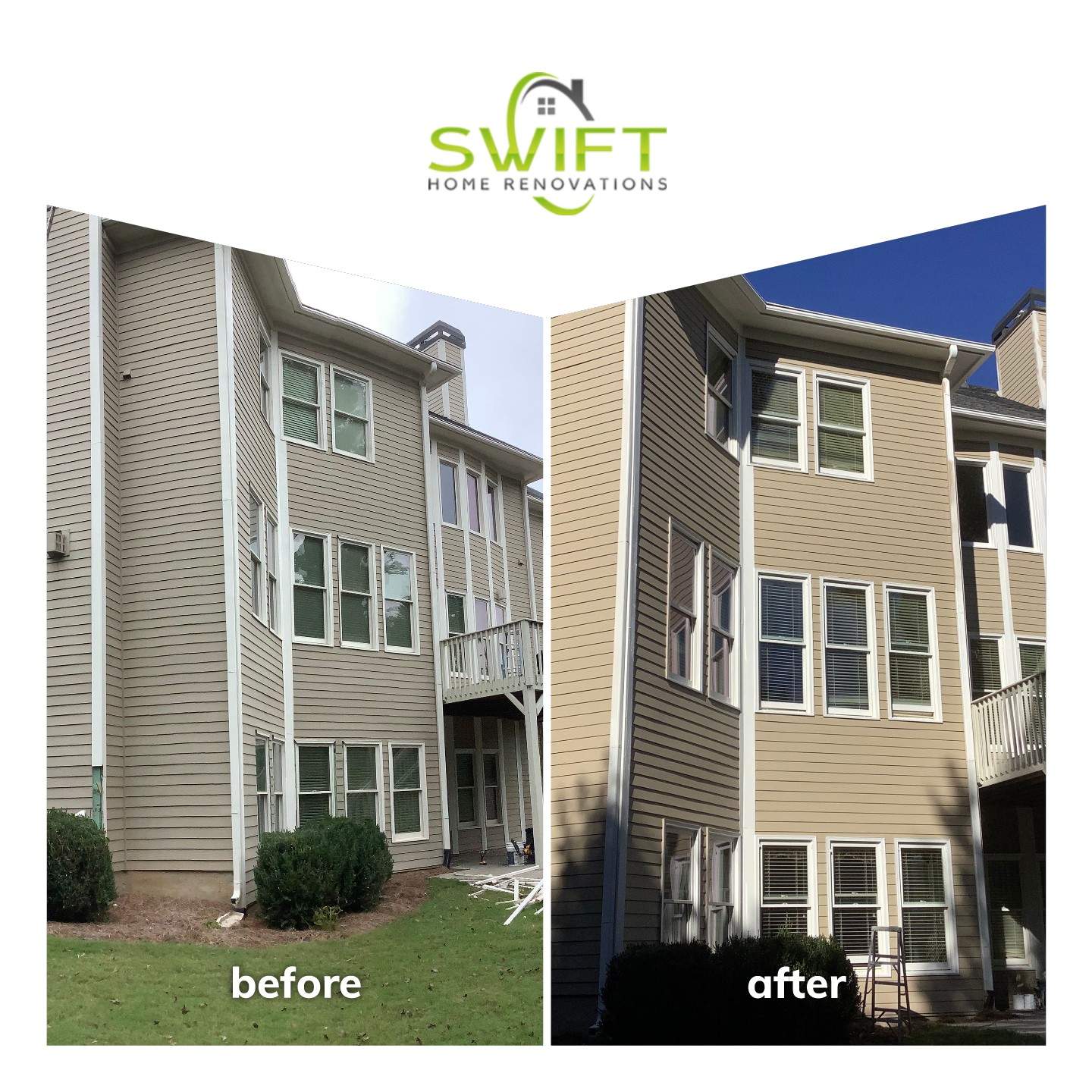 Exterior Painting and Trim Restoration for Marietta Residence by Swift Home Renovations