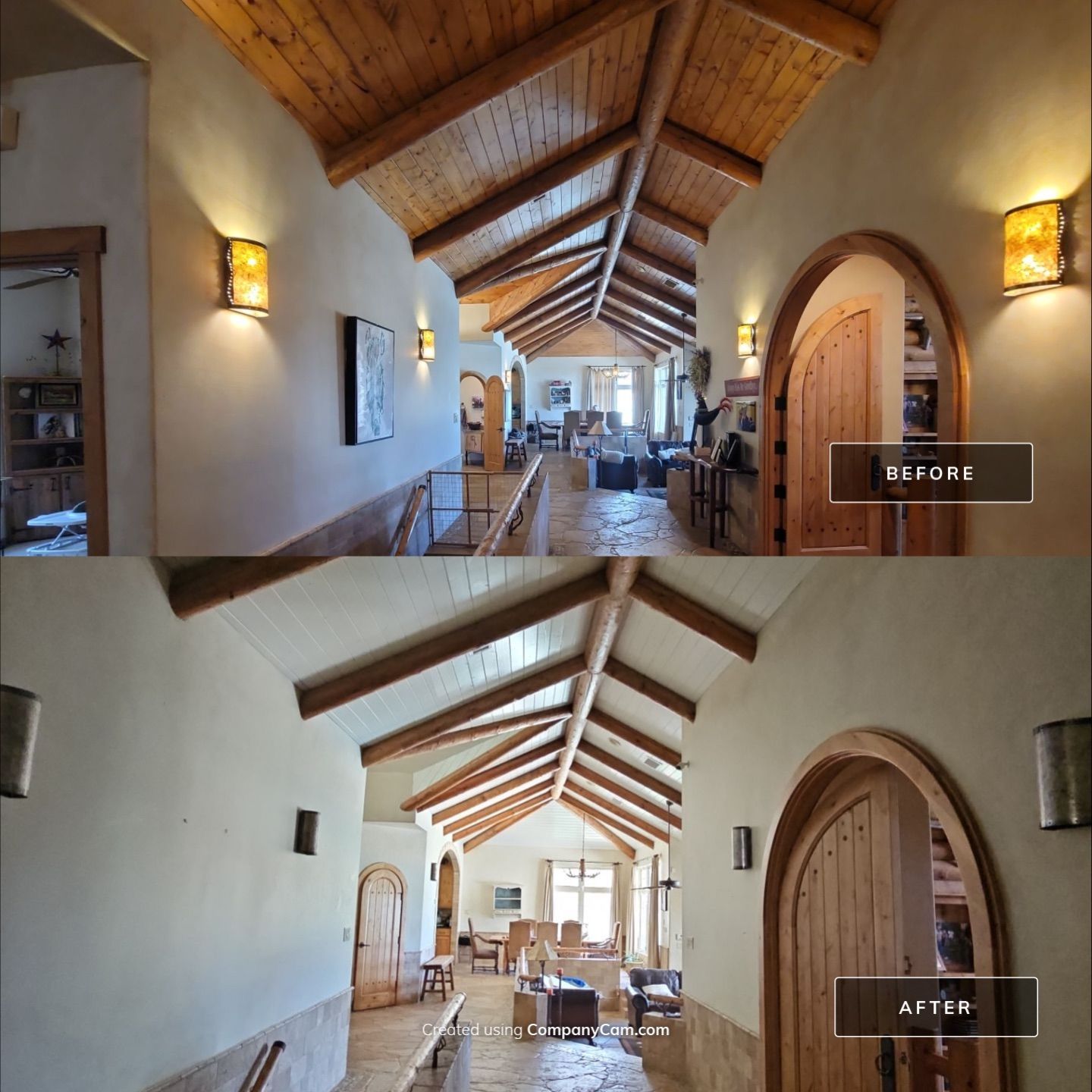 Log Cabin Ceiling Painting by Paintegrity, LLC