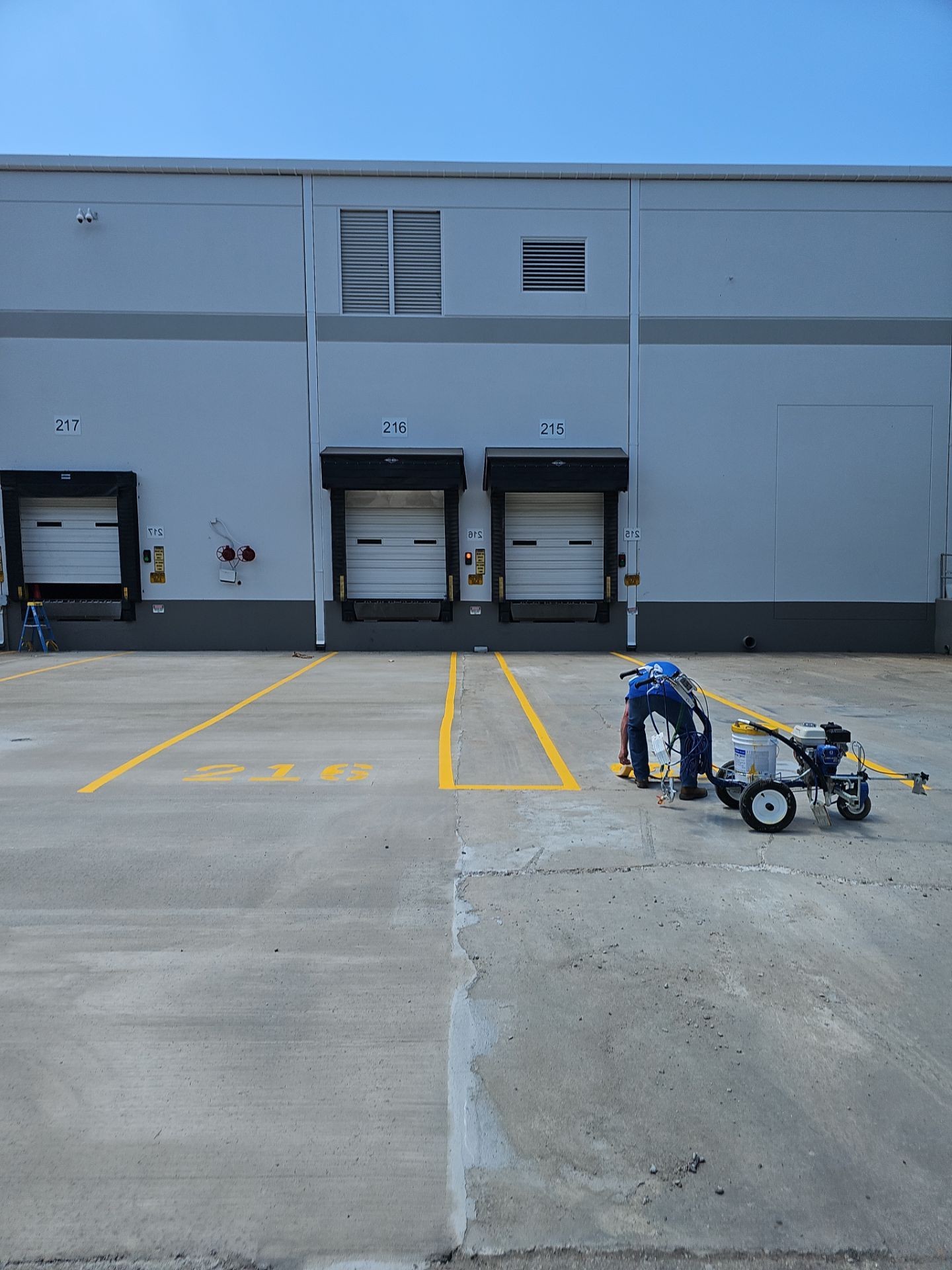 Striping Amazon Parking Lot  by Billy Weatherspoon Contractor