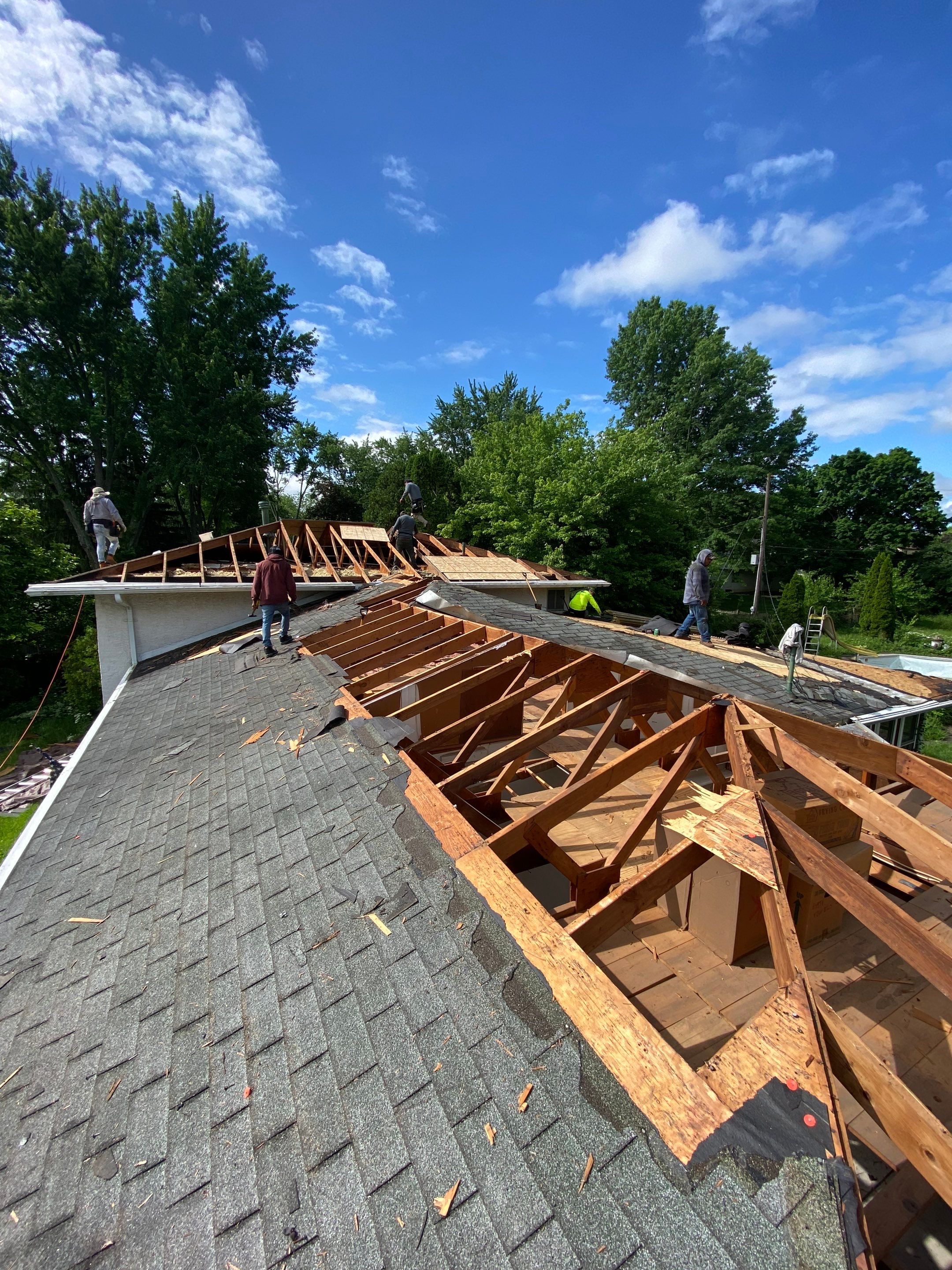 New Roof Installation using new OSB sheathing Certainteed Landmark Shingles by Best Roofing & Siding Company