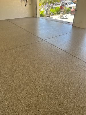 Polyurea Garage Floor Coating with Creekbed Finish in Arroyo Grande