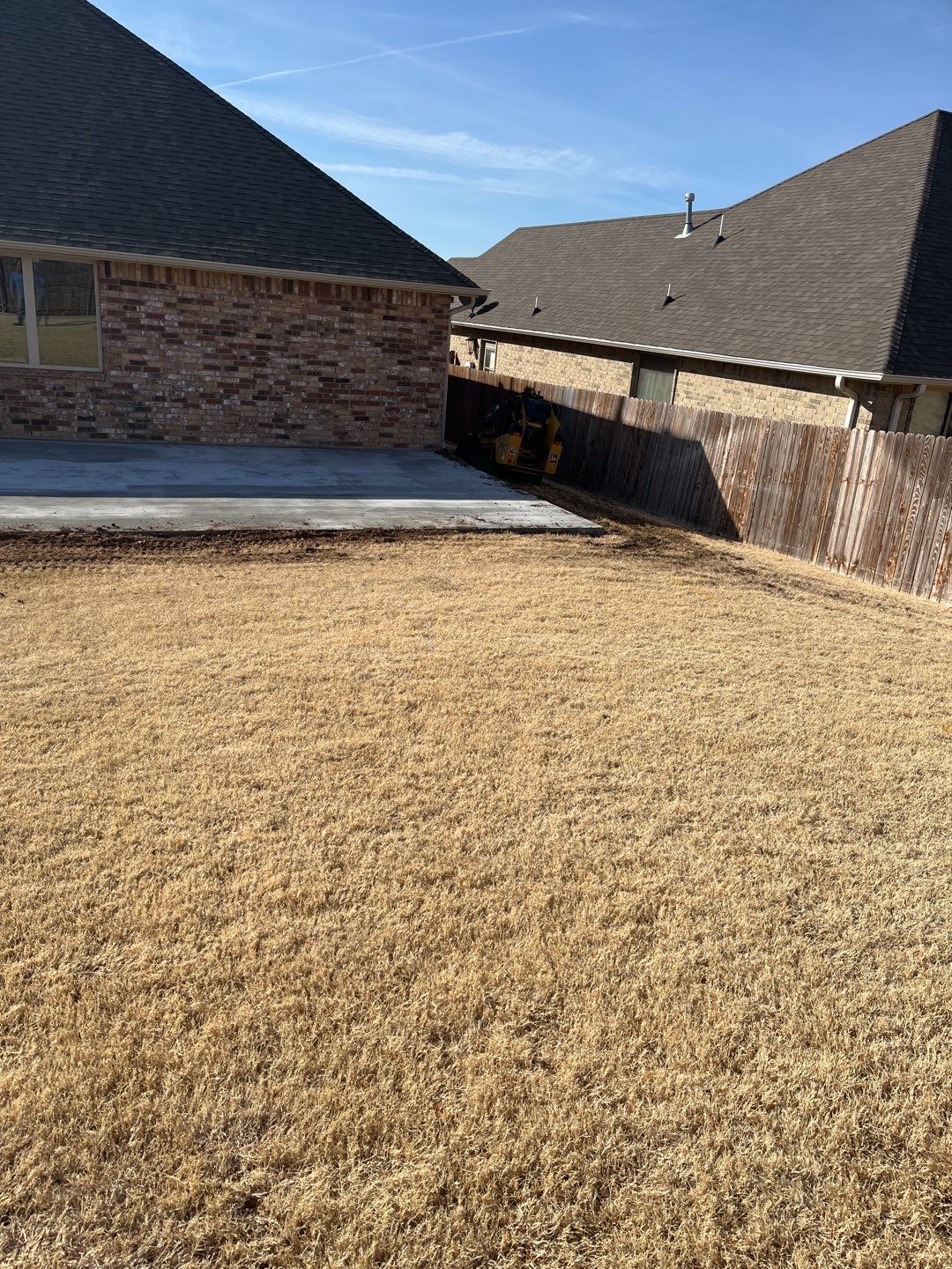 Concrete Slab , Retaining Wall , Fence, and landscape. by Clays Services Inc