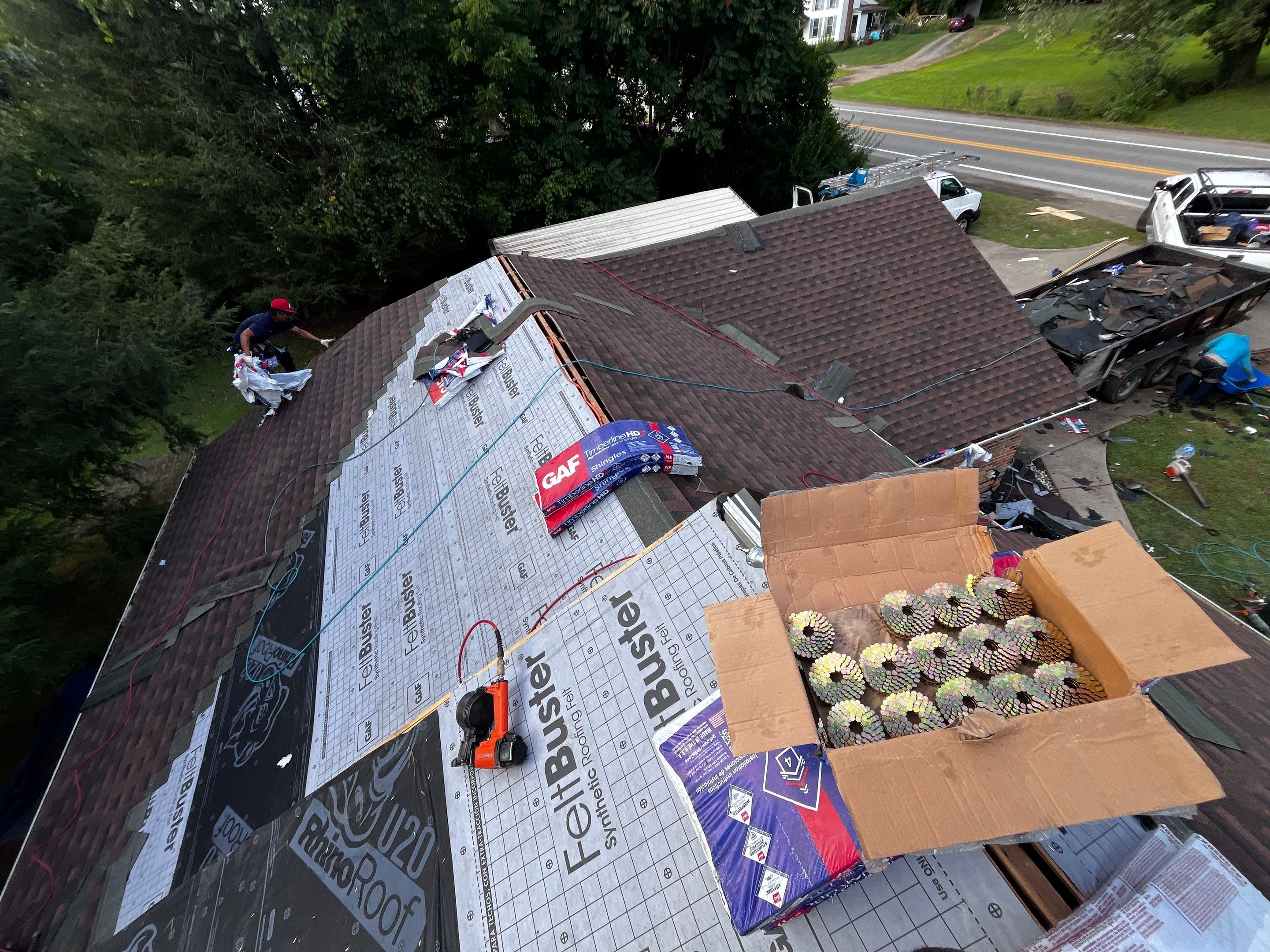 Residential Roofing Installation using GAF TImberline HDZ Hickory by Rainstoppers Roofing