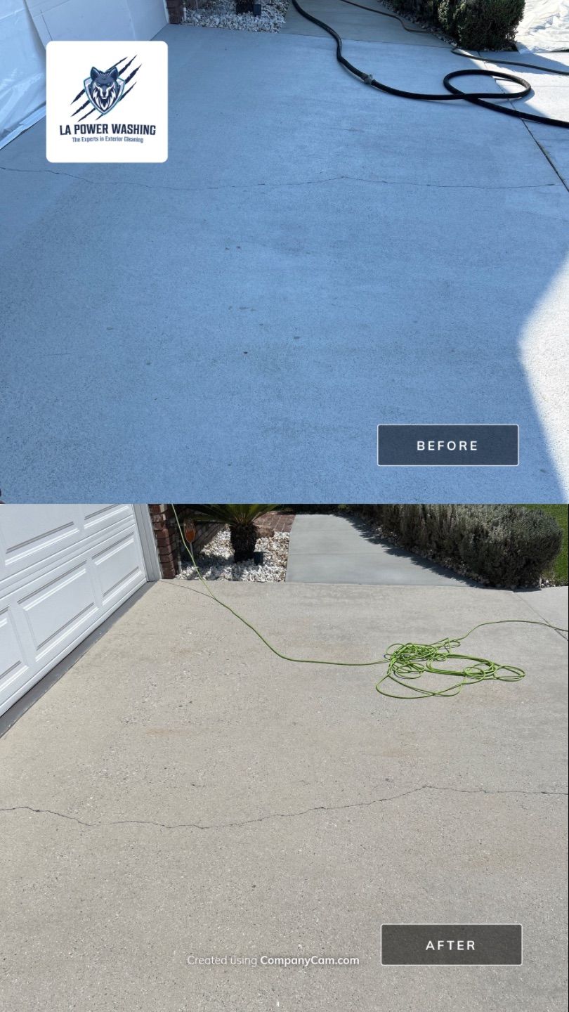 Sandblasting Paint Off Concrete Driveway In Downey, CA by La Power Washing Inc