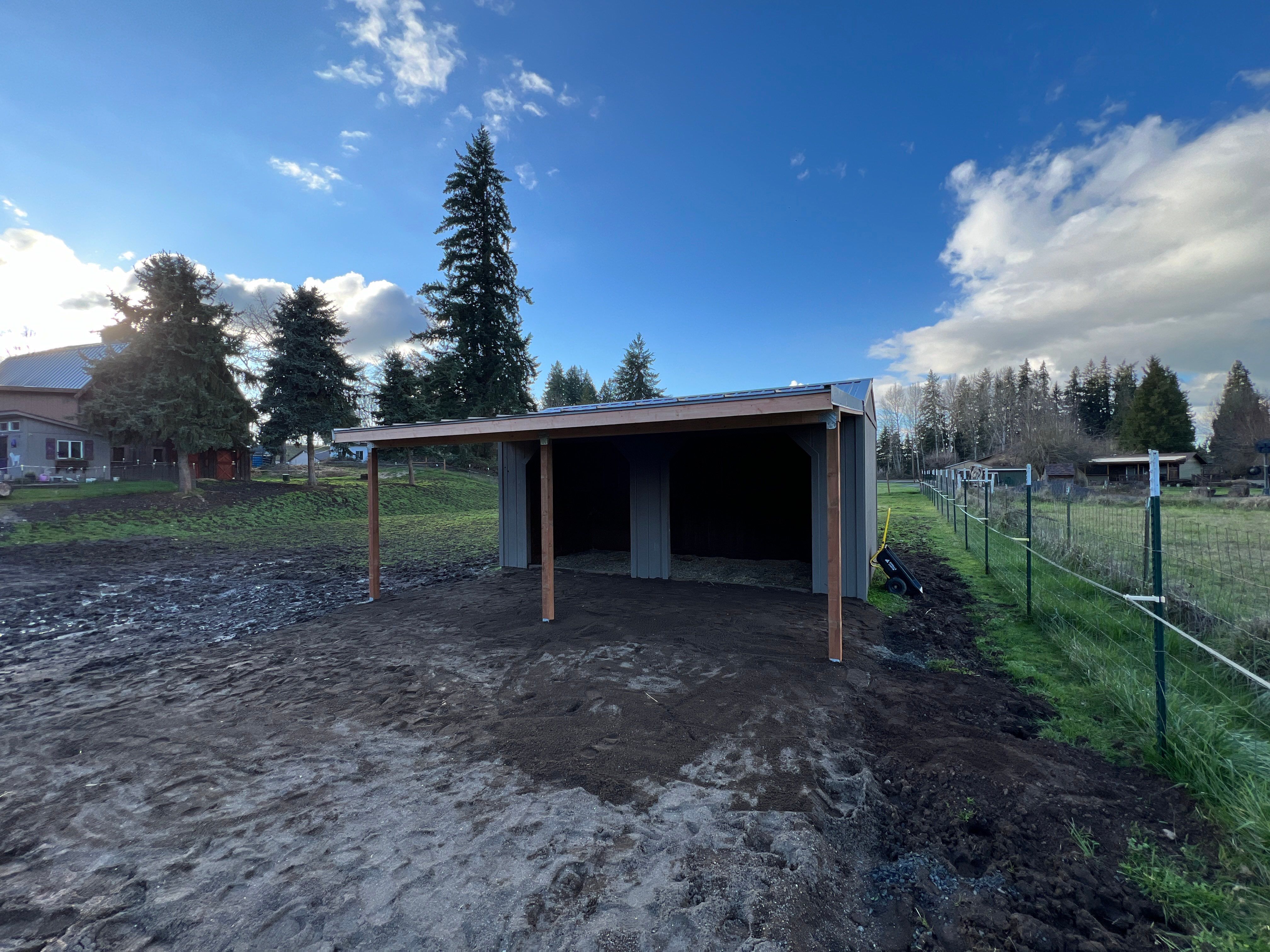 Shed Cover using Pressure Treated Posts by Villegas Remodeling, LLC