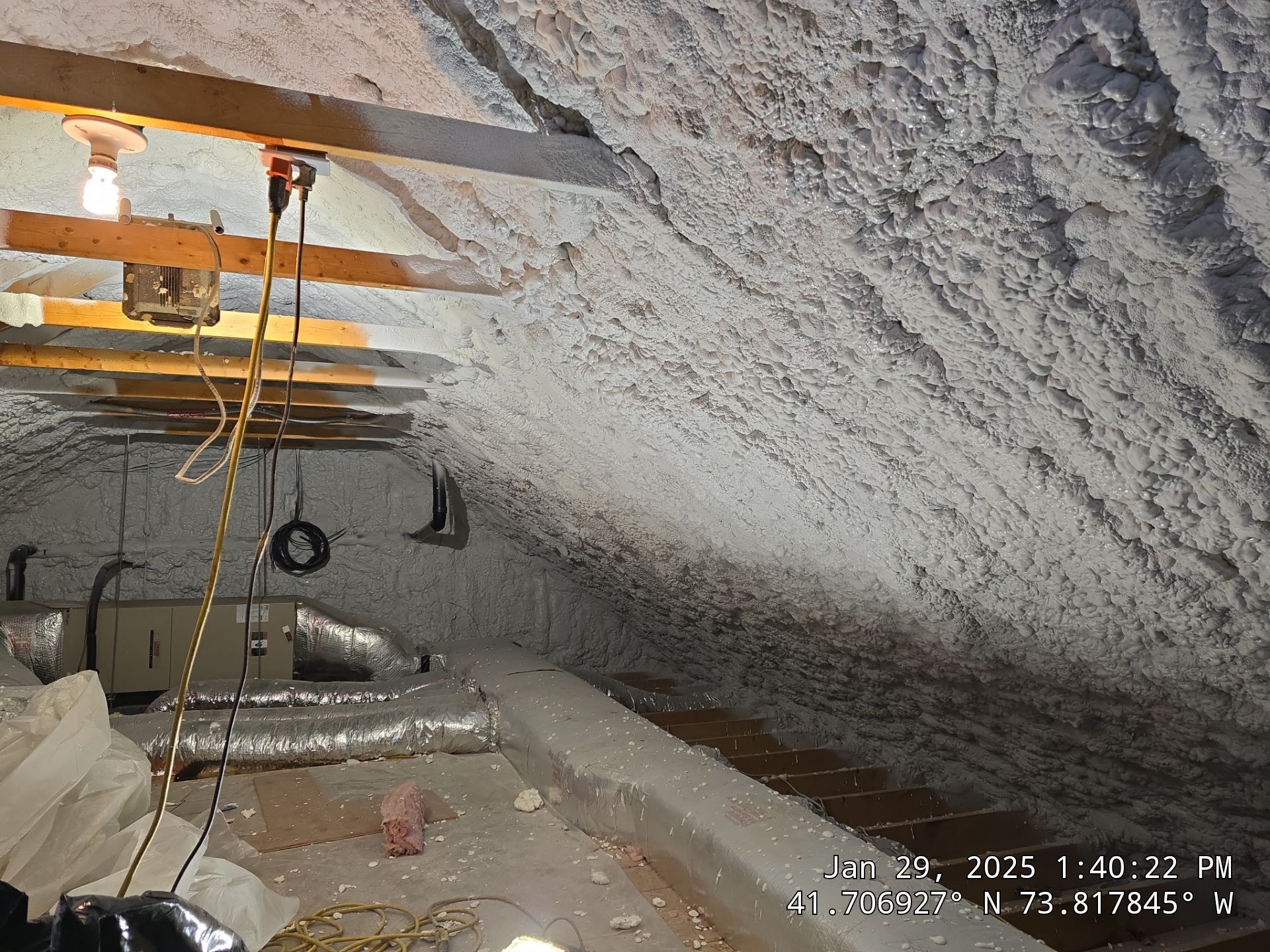 Attic Insulation using open cell spray foam by NYS Foam & Energy