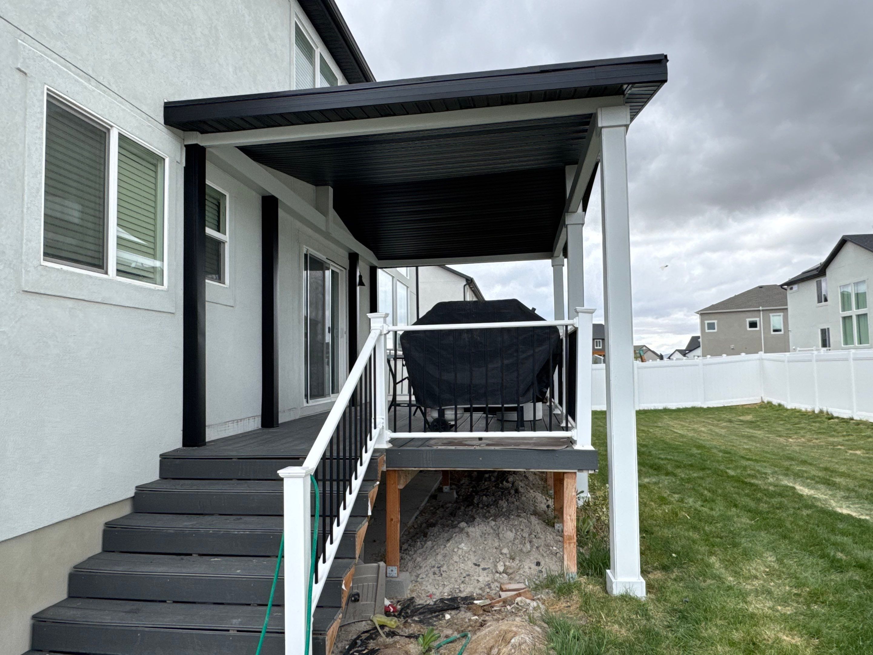 Eagle Mountain | Custom Post & Beam Wraps | Arctic White & Black by Ideal Siding Utah